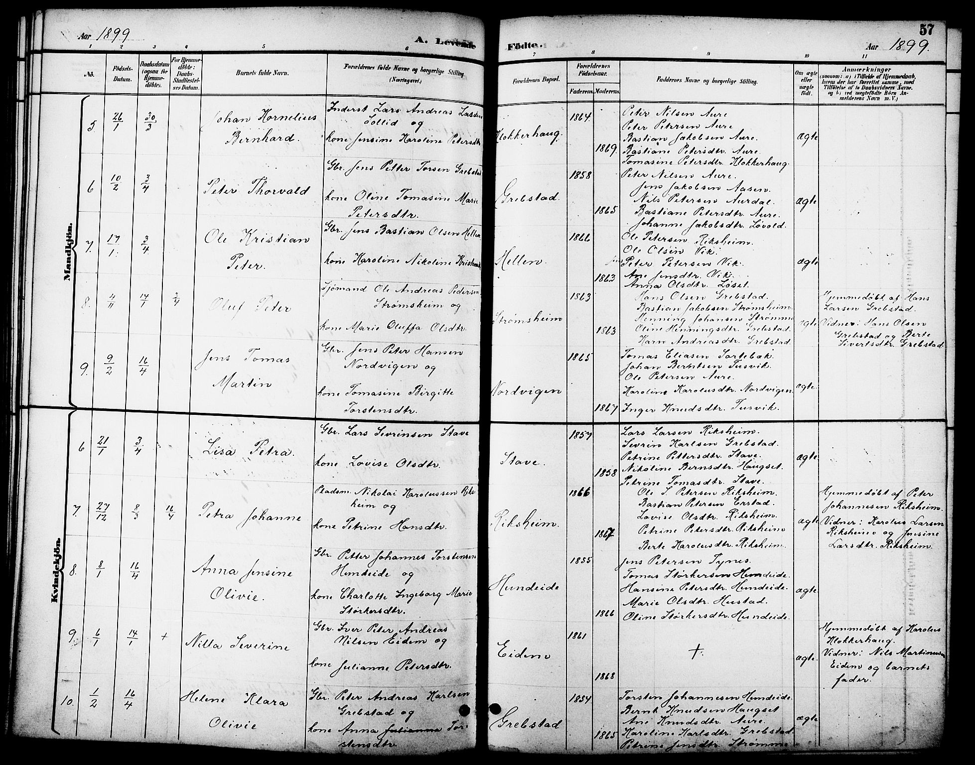 Ministerialprotokoller, klokkerbøker og fødselsregistre - Møre og Romsdal, AV/SAT-A-1454/523/L0340: Klokkerbok nr. 523C03, 1892-1902, s. 57