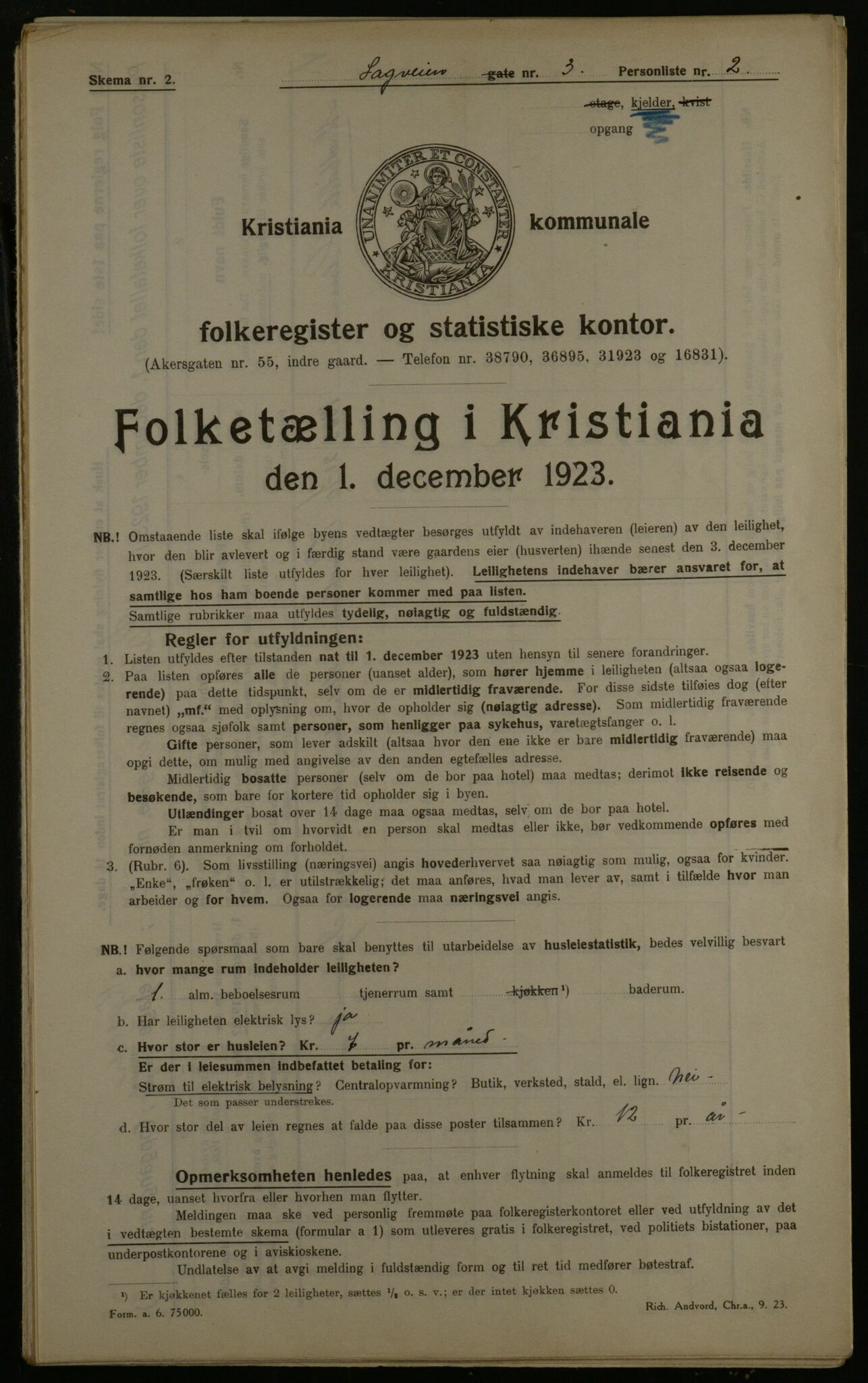 OBA, Kommunal folketelling 1.12.1923 for Kristiania, 1923, s. 95540
