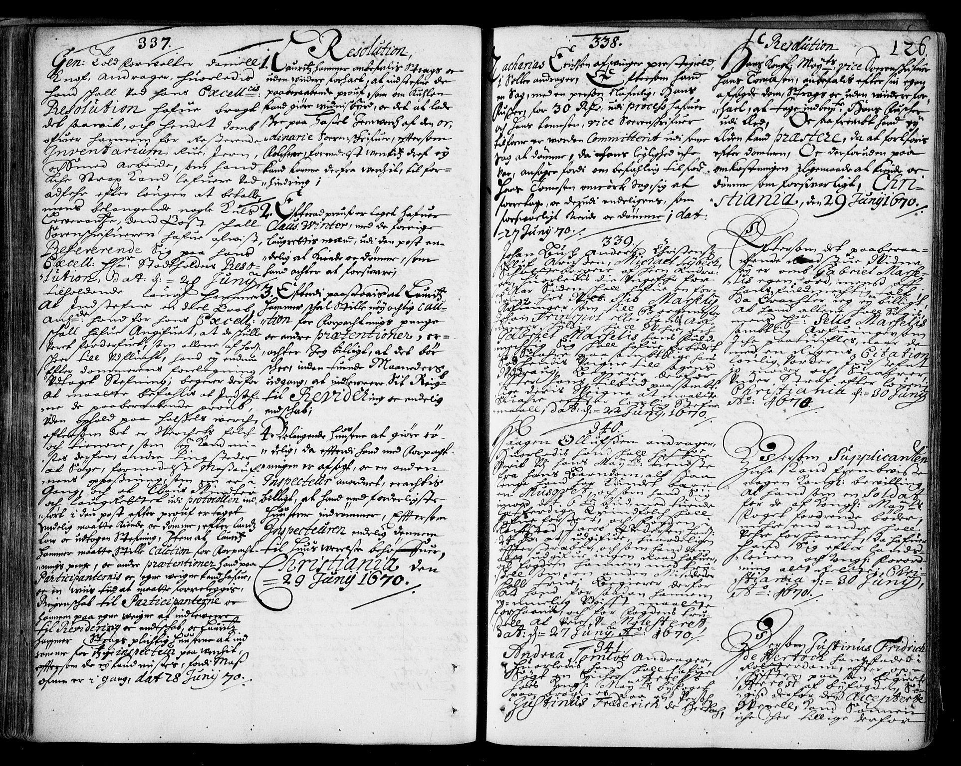 Stattholderembetet 1572-1771, RA/EA-2870/Ad/L0002: Supplikasjons- og resolusjonsprotokoll, 1669-1671, s. 125b-126a