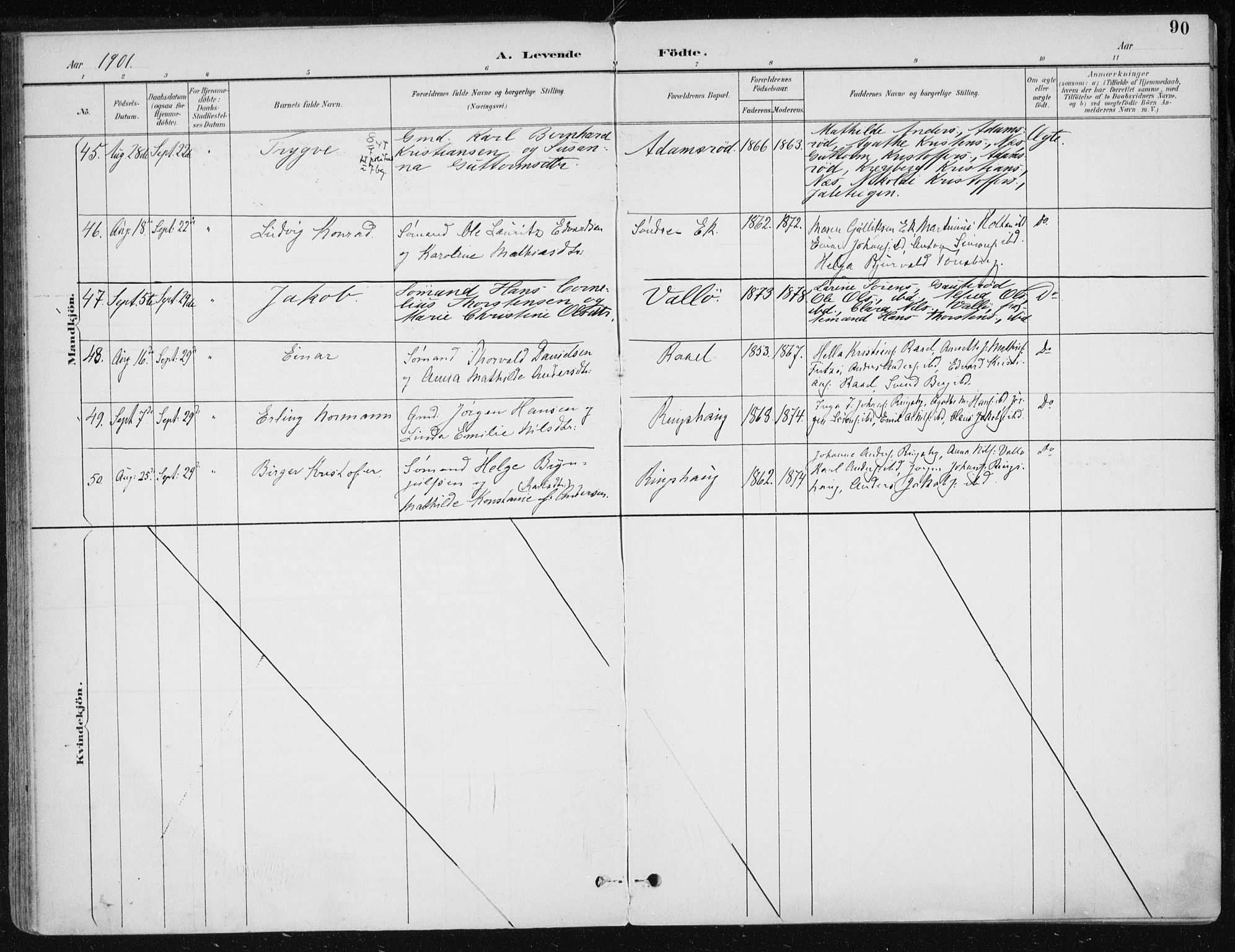Sem kirkebøker, AV/SAKO-A-5/F/Fb/L0005: Ministerialbok nr. II 5, 1892-1904, s. 90