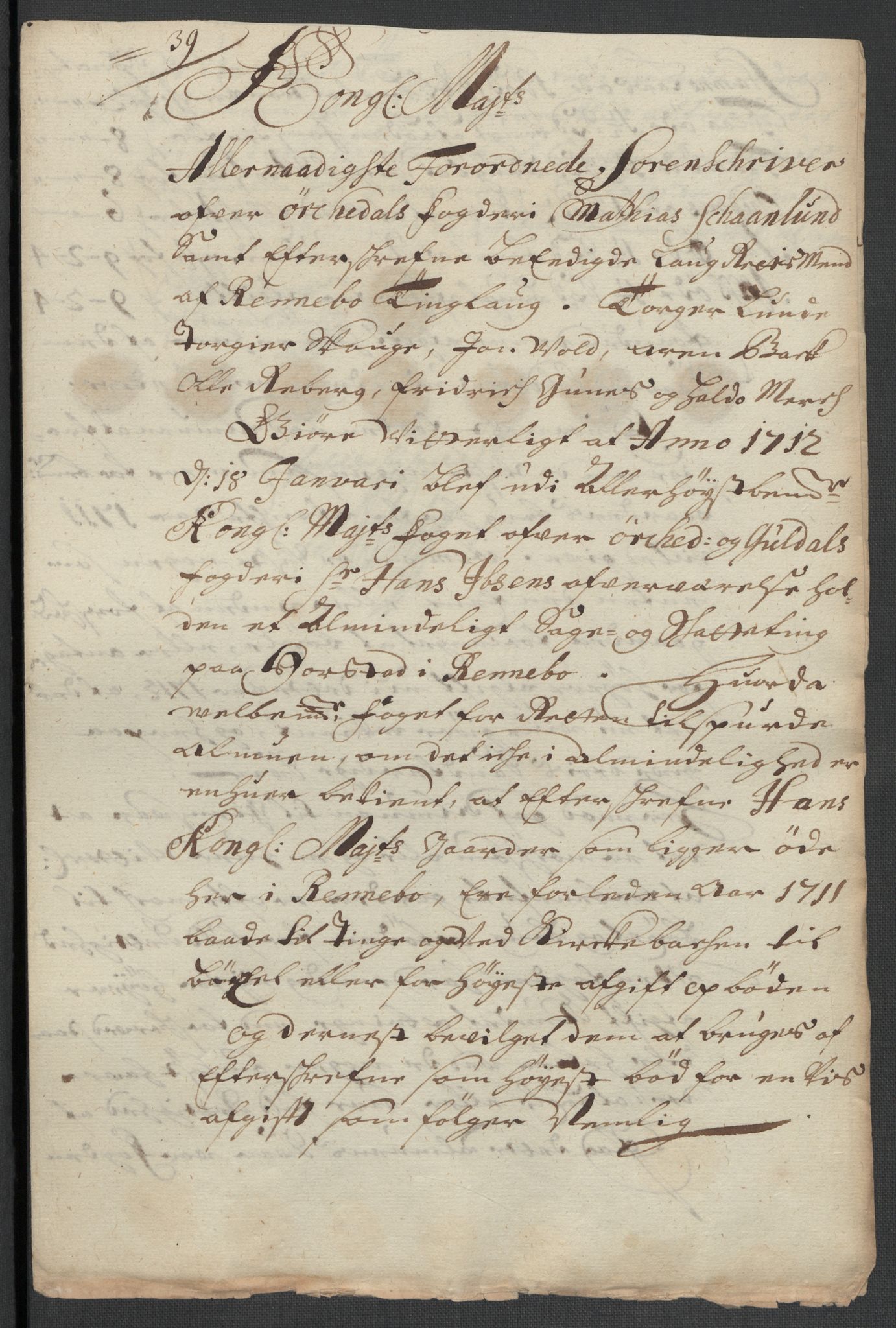 Rentekammeret inntil 1814, Reviderte regnskaper, Fogderegnskap, RA/EA-4092/R60/L3962: Fogderegnskap Orkdal og Gauldal, 1711, s. 286