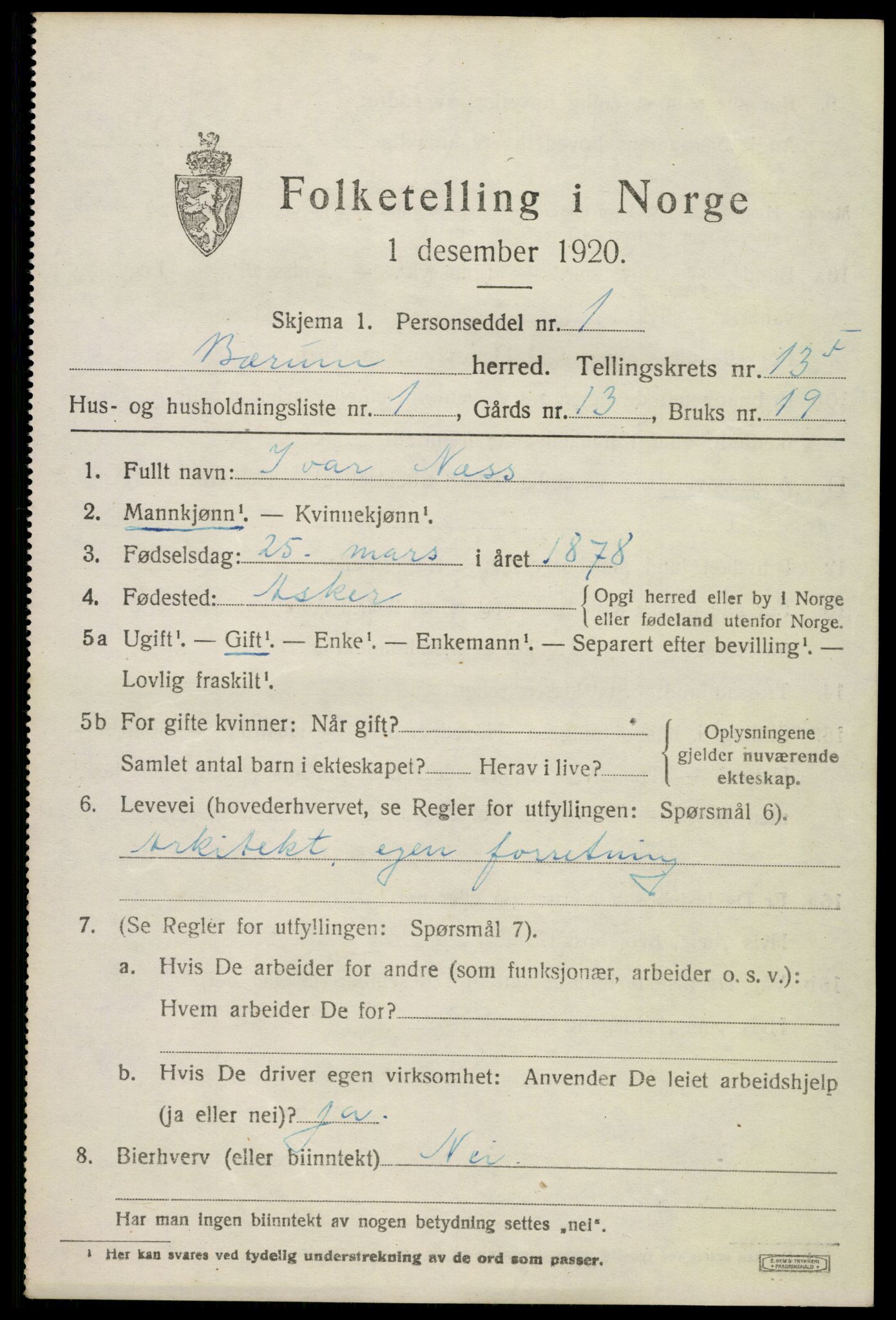SAO, Folketelling 1920 for 0219 Bærum herred, 1920, s. 38966