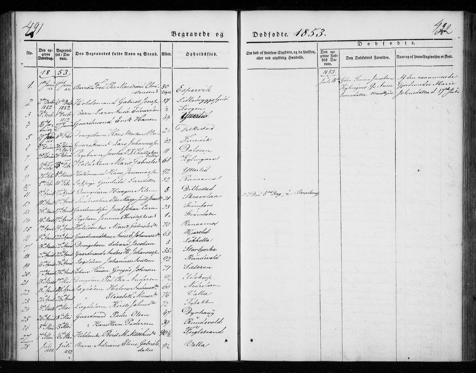 Ministerialprotokoller, klokkerbøker og fødselsregistre - Nordland, AV/SAT-A-1459/825/L0355: Ministerialbok nr. 825A09, 1842-1863, s. 491-492