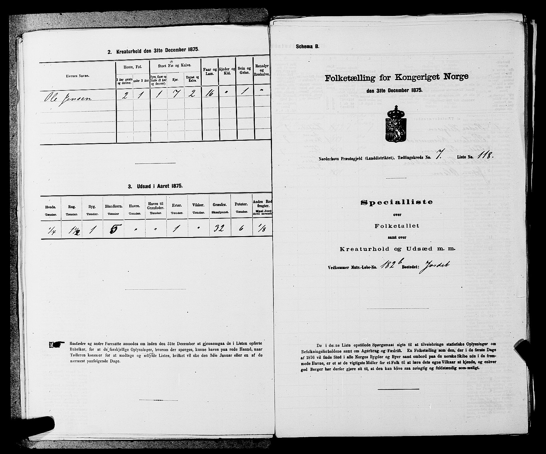 SAKO, Folketelling 1875 for 0613L Norderhov prestegjeld, Norderhov sokn, Haug sokn og Lunder sokn, 1875, s. 1244