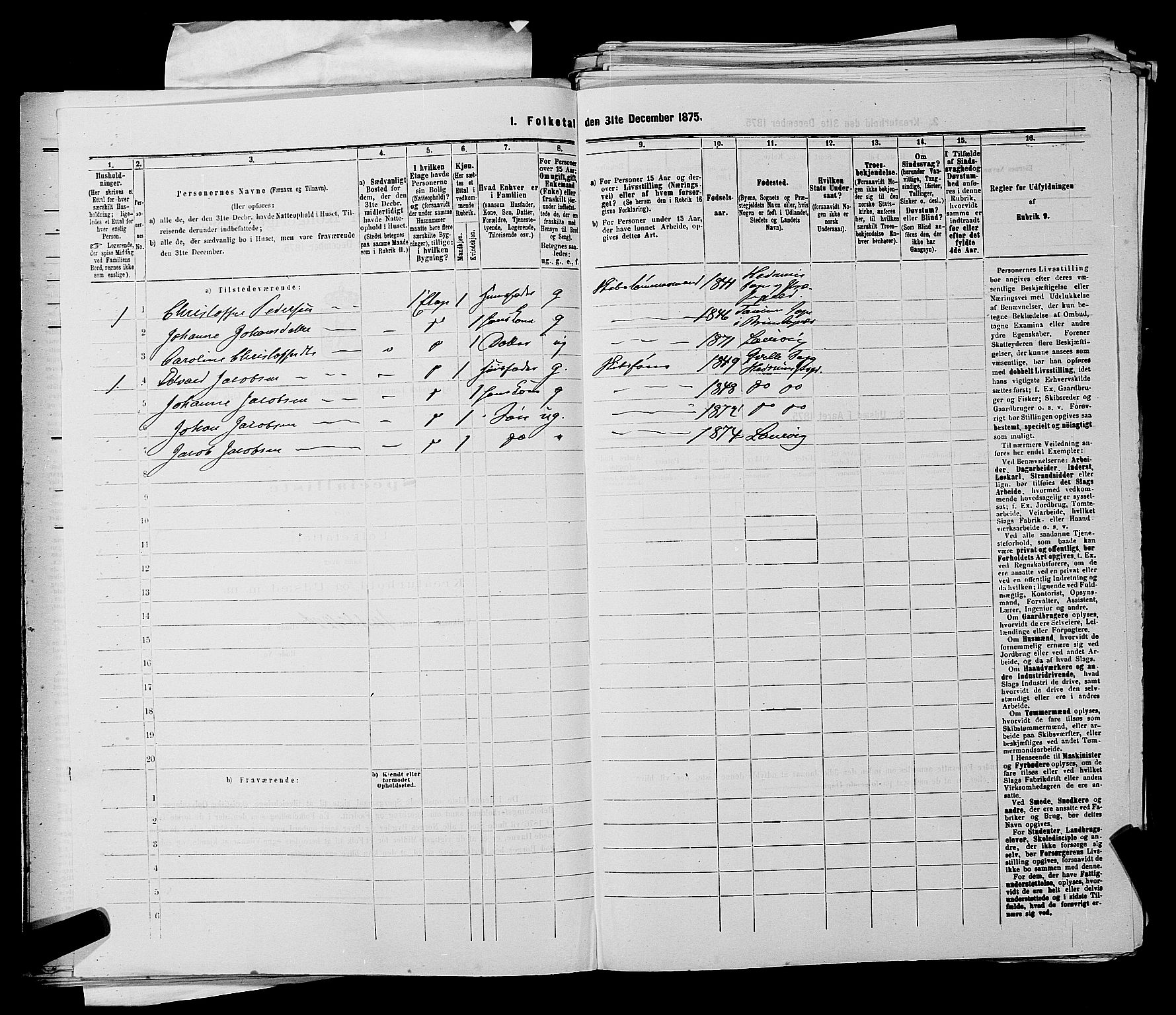SAKO, Folketelling 1875 for 0707P Larvik prestegjeld, 1875, s. 329