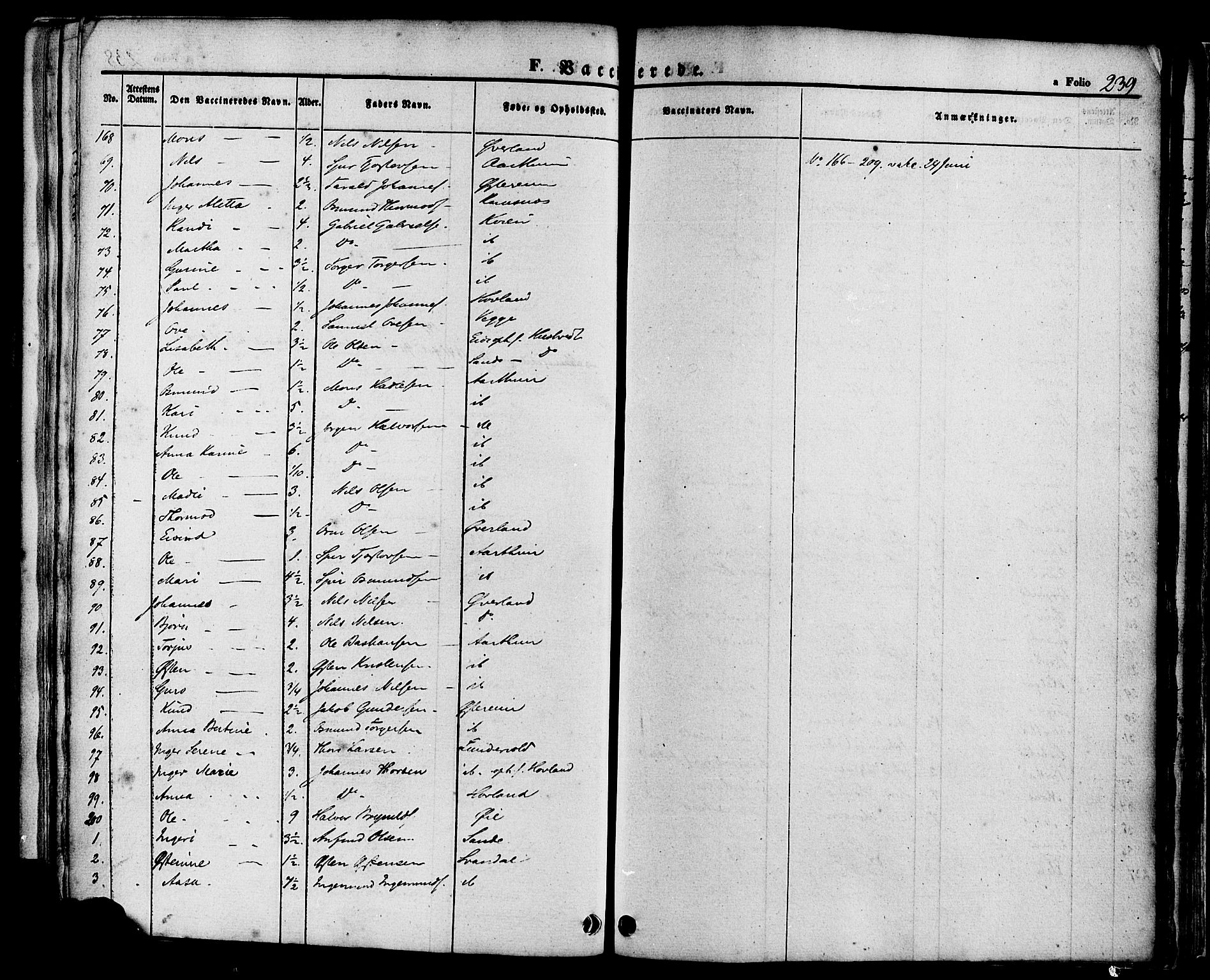 Sand sokneprestkontor, AV/SAST-A-101848/01/III/L0004: Ministerialbok nr. A 4, 1859-1880, s. 239
