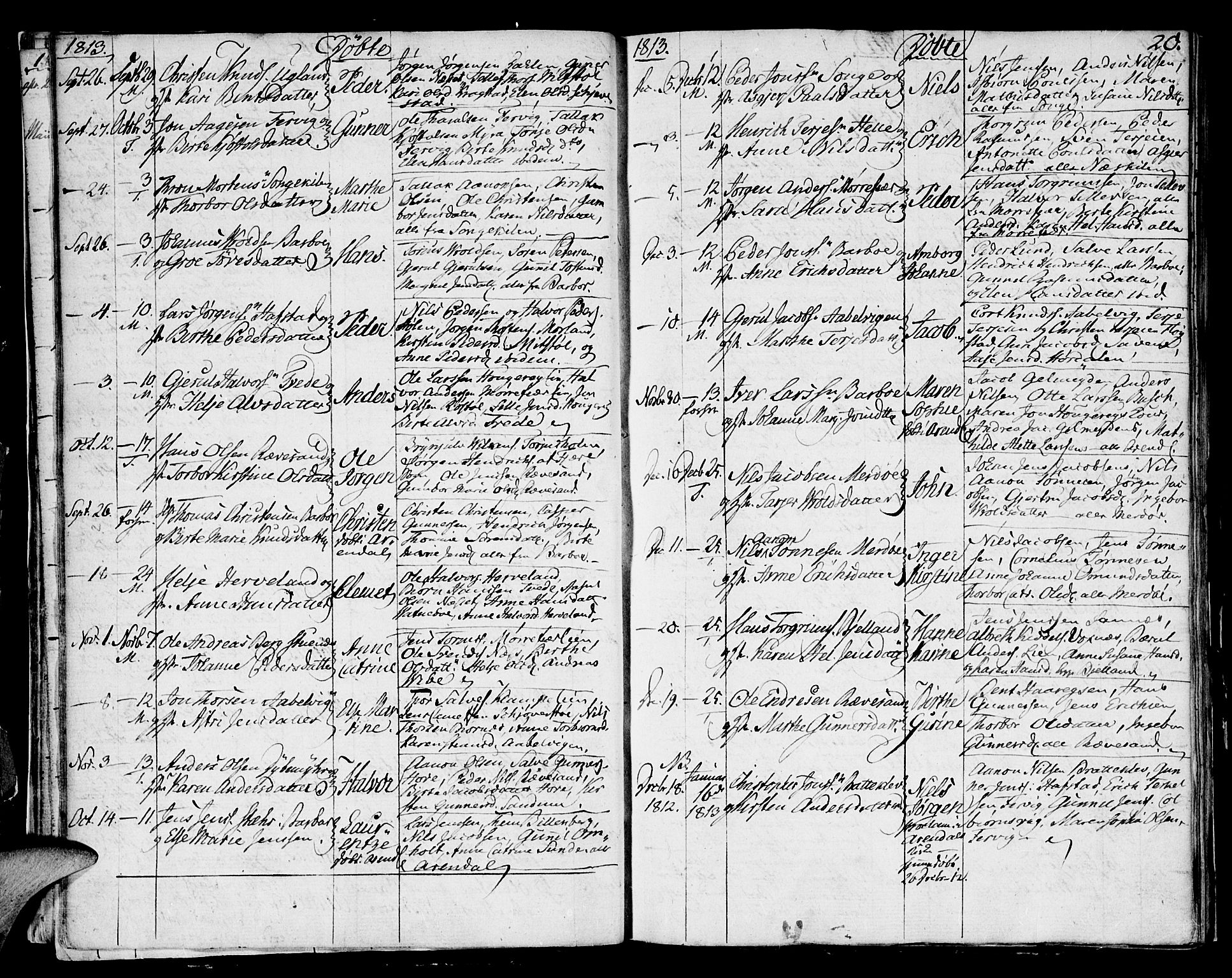 Austre Moland sokneprestkontor, AV/SAK-1111-0001/F/Fa/Faa/L0003: Ministerialbok nr. A 3, 1808-1815, s. 20