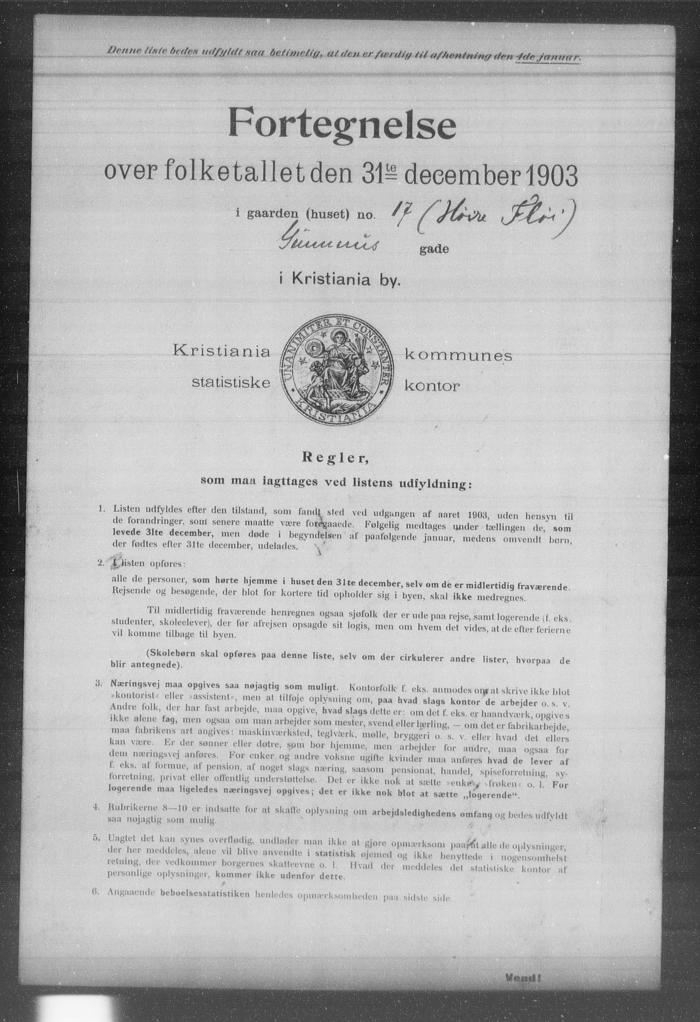 OBA, Kommunal folketelling 31.12.1903 for Kristiania kjøpstad, 1903, s. 1170