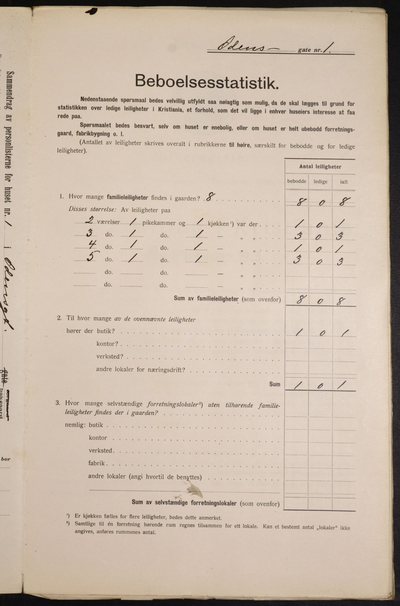 OBA, Kommunal folketelling 1.2.1913 for Kristiania, 1913, s. 74581