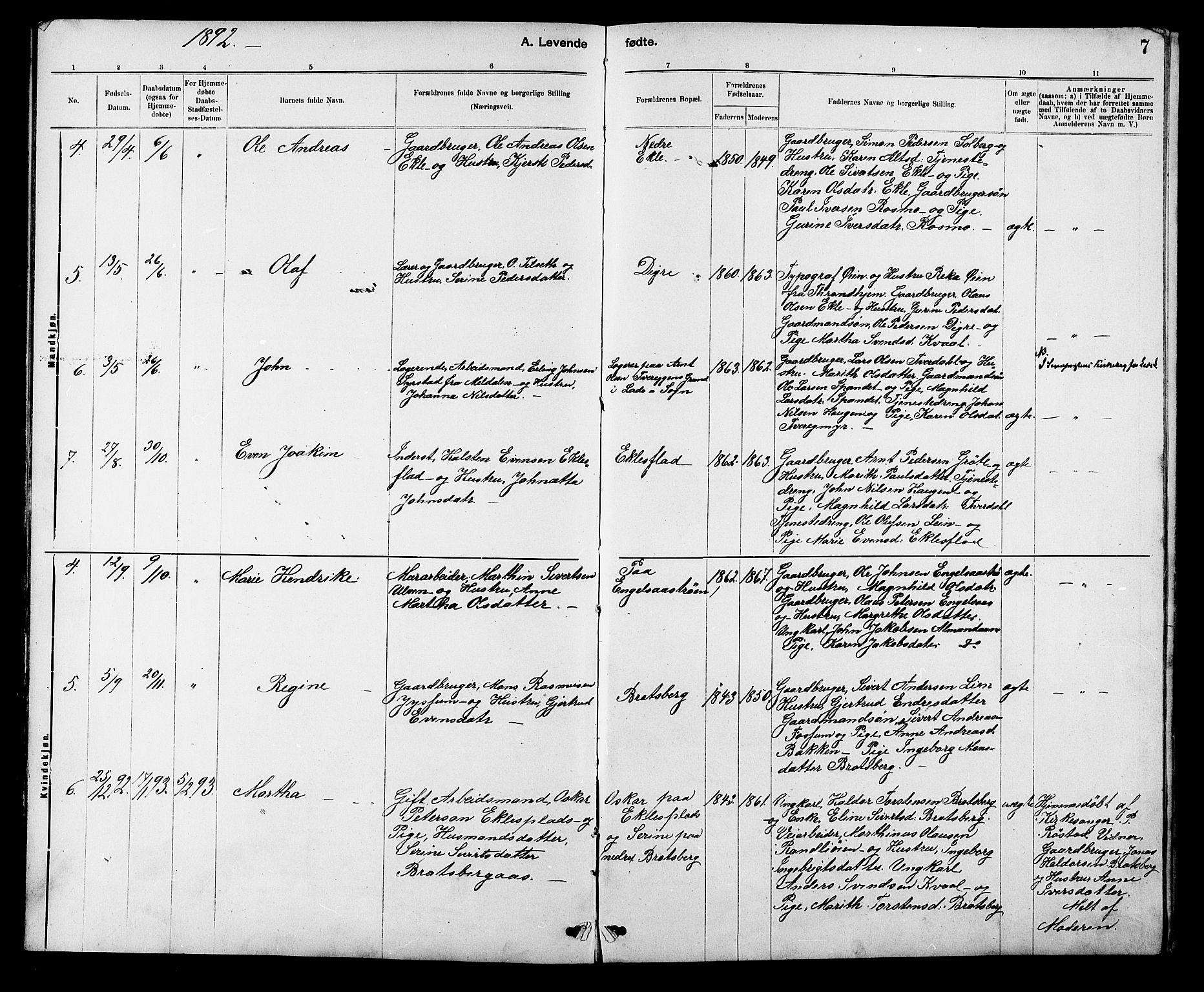 Ministerialprotokoller, klokkerbøker og fødselsregistre - Sør-Trøndelag, AV/SAT-A-1456/608/L0341: Klokkerbok nr. 608C07, 1890-1912, s. 7