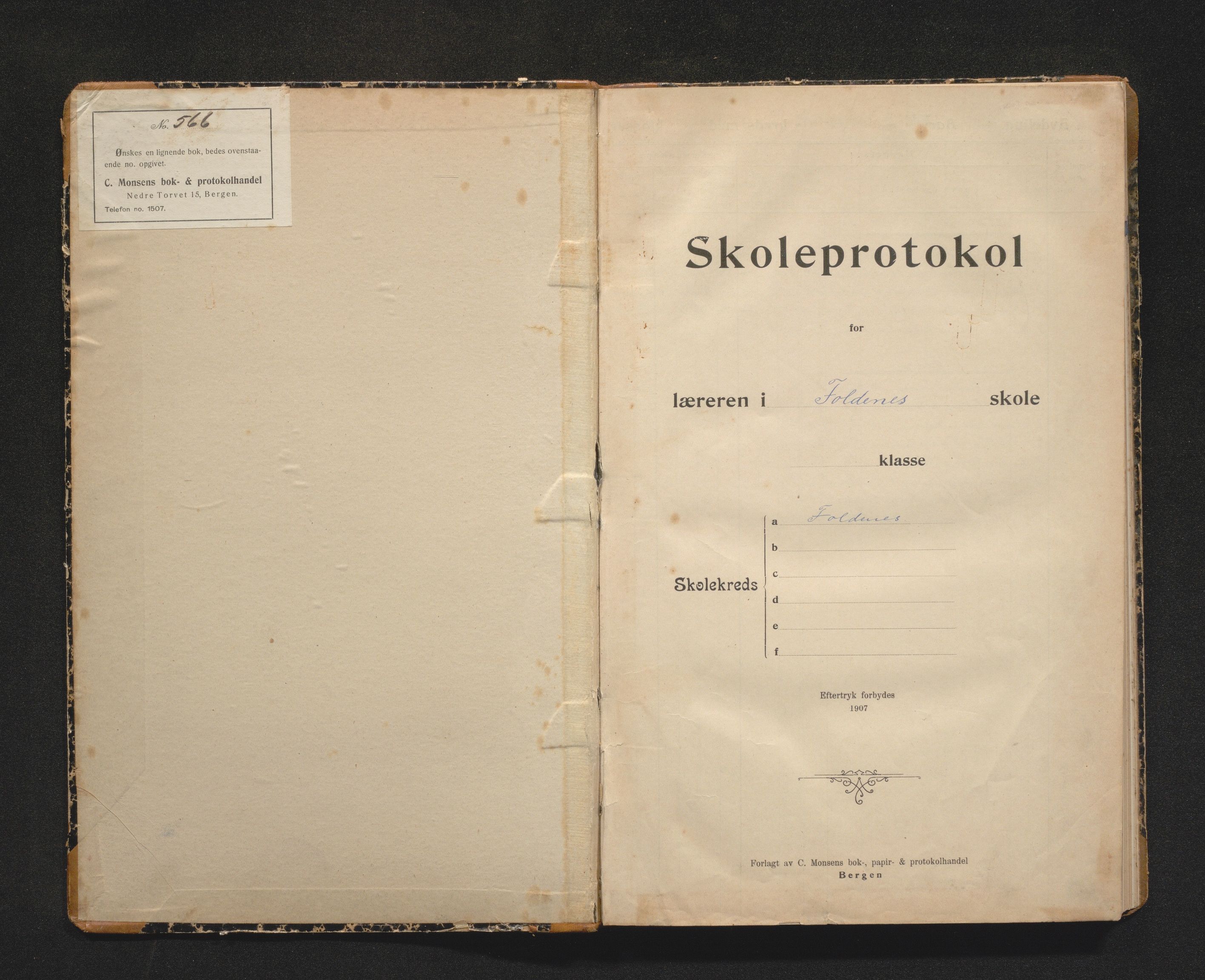 Fjell kommune. Barneskulane, IKAH/1246-231/F/Fg/L0002: Skuleprotokoll for Foldnes skule, 1912-1967