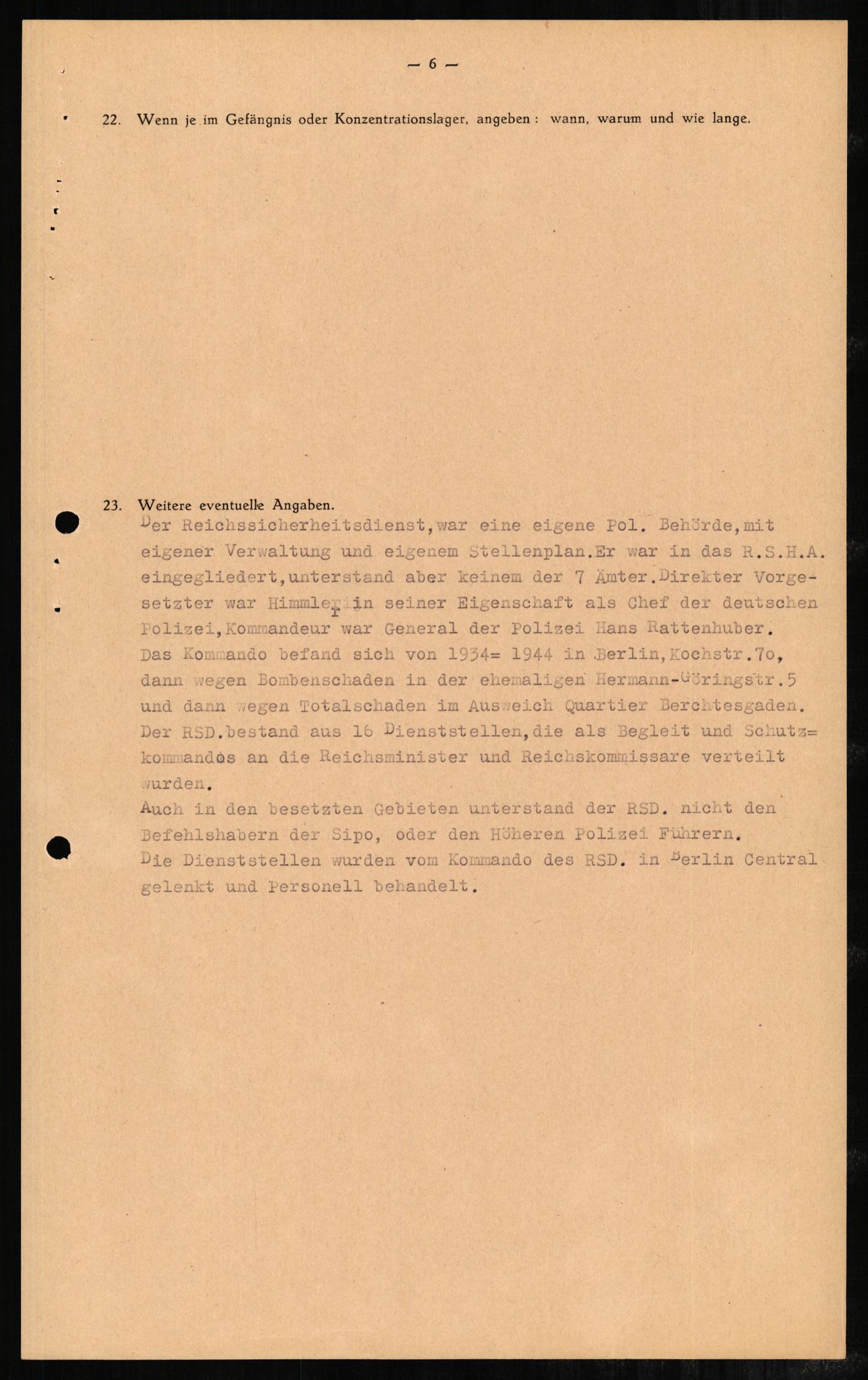 Forsvaret, Forsvarets overkommando II, RA/RAFA-3915/D/Db/L0002: CI Questionaires. Tyske okkupasjonsstyrker i Norge. Tyskere., 1945-1946, s. 137