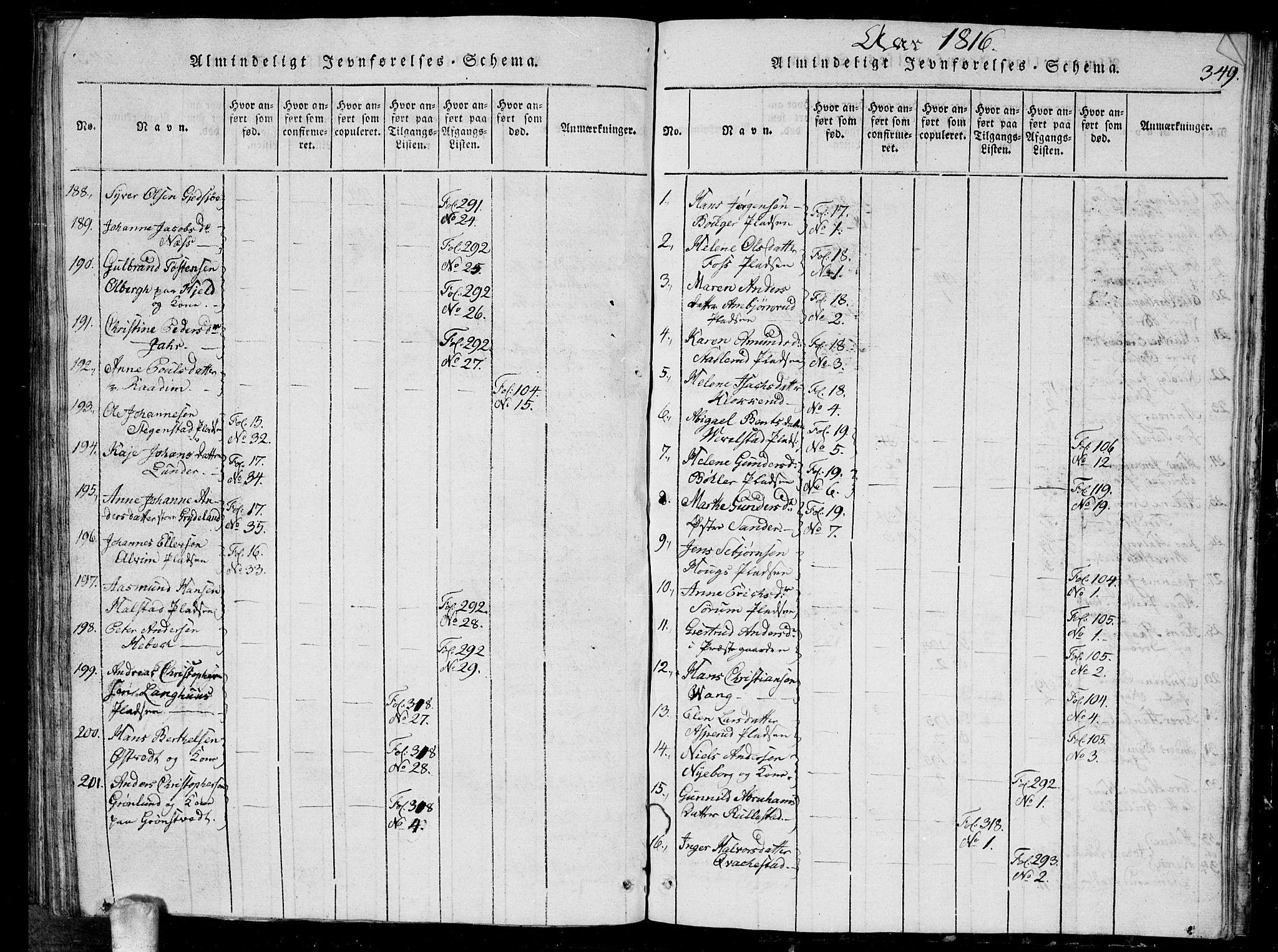 Kråkstad prestekontor Kirkebøker, AV/SAO-A-10125a/G/Ga/L0001: Klokkerbok nr. I 1, 1813-1824, s. 349