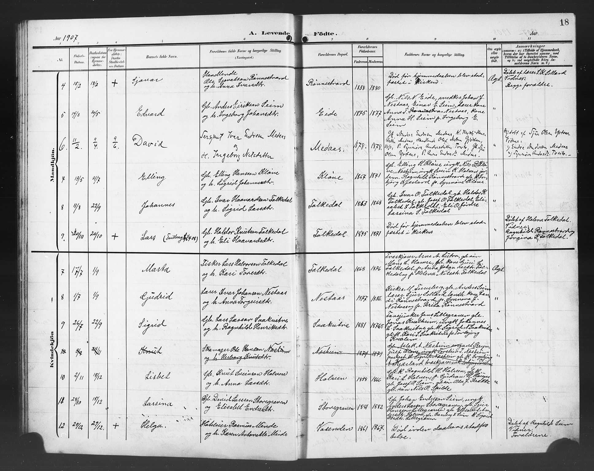 Ulvik sokneprestembete, AV/SAB-A-78801/H/Hab: Klokkerbok nr. B 4, 1902-1923, s. 18