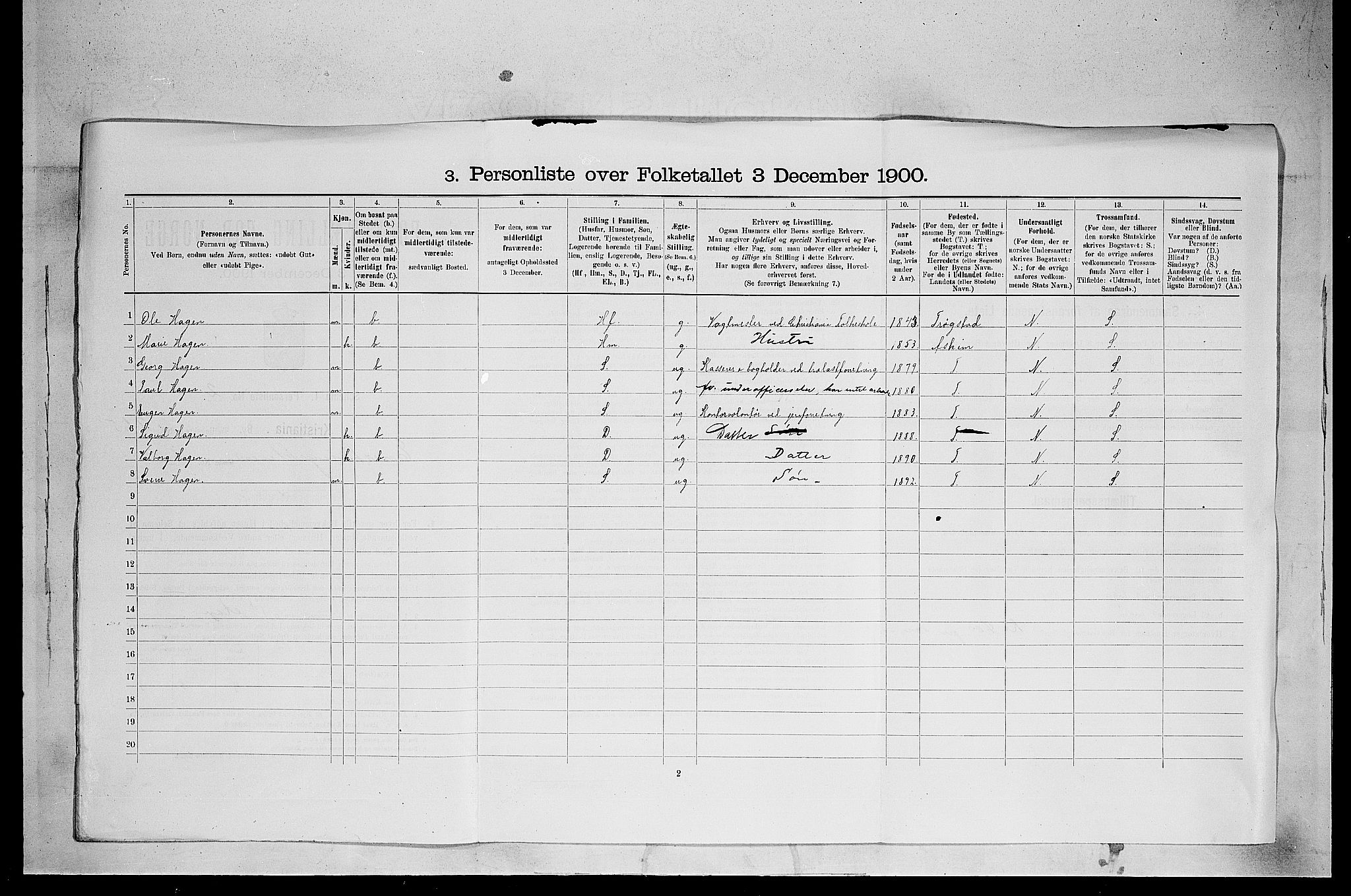 SAO, Folketelling 1900 for 0301 Kristiania kjøpstad, 1900, s. 20162