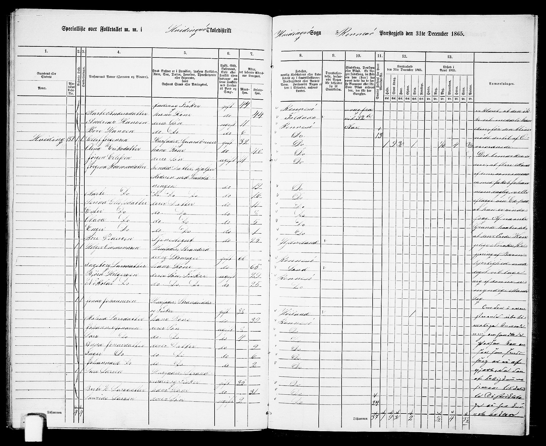 RA, Folketelling 1865 for 1142P Rennesøy prestegjeld, 1865, s. 105