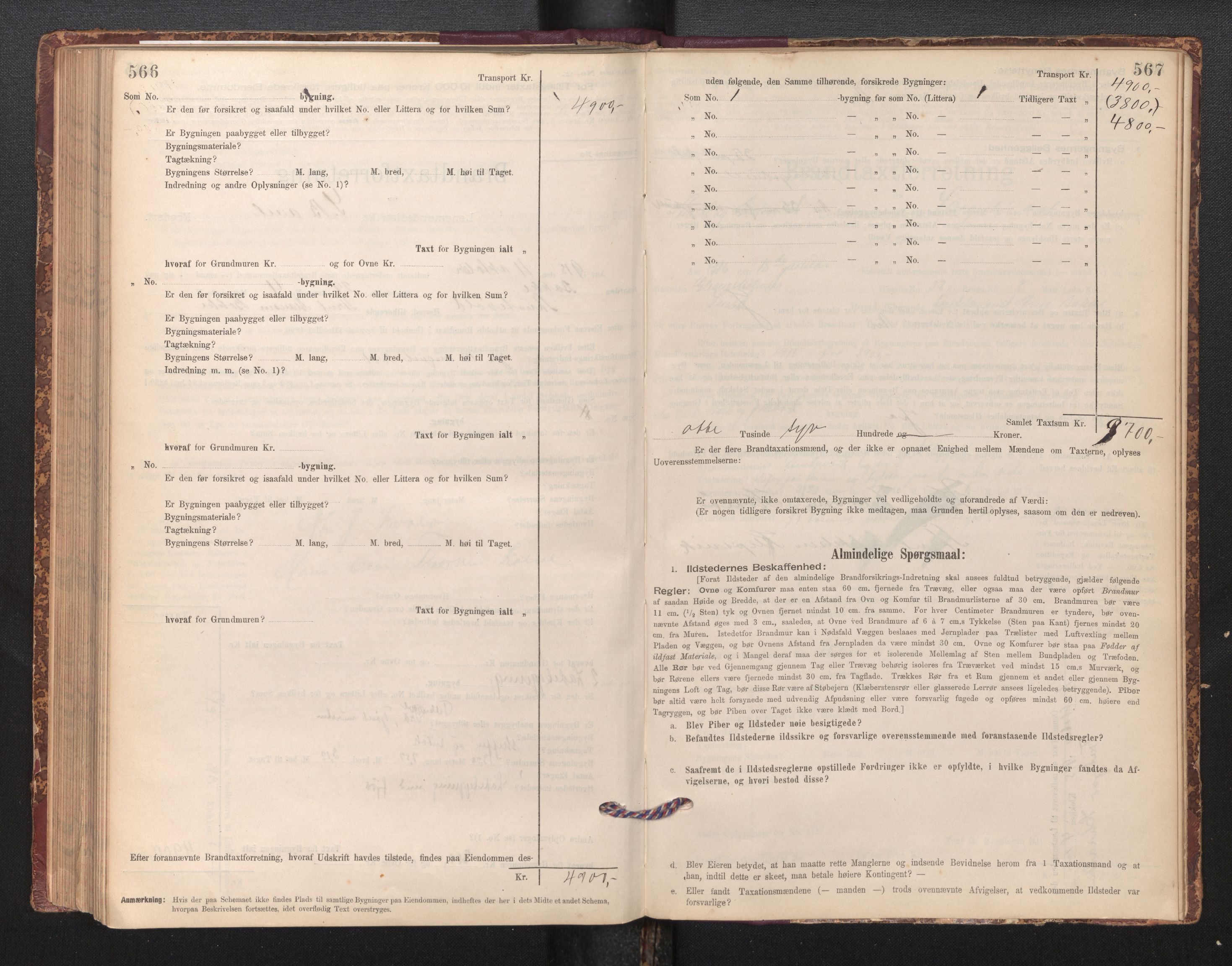 Lensmannen i Sund og Austevoll, SAB/A-35201/0012/L0003: Branntakstprotokoll, skjematakst, 1894-1917, s. 566-567
