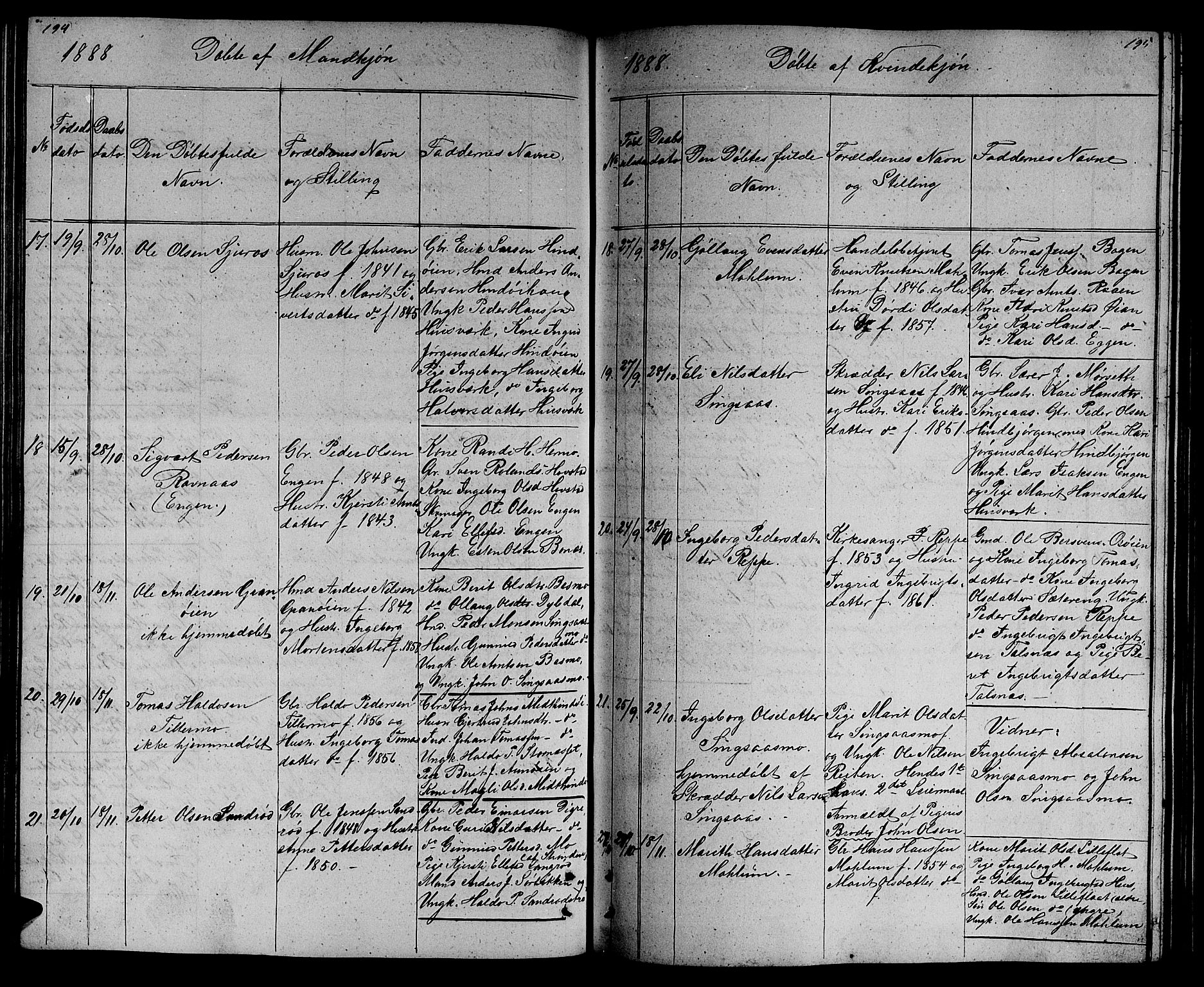 Ministerialprotokoller, klokkerbøker og fødselsregistre - Sør-Trøndelag, SAT/A-1456/688/L1027: Klokkerbok nr. 688C02, 1861-1889, s. 194-195