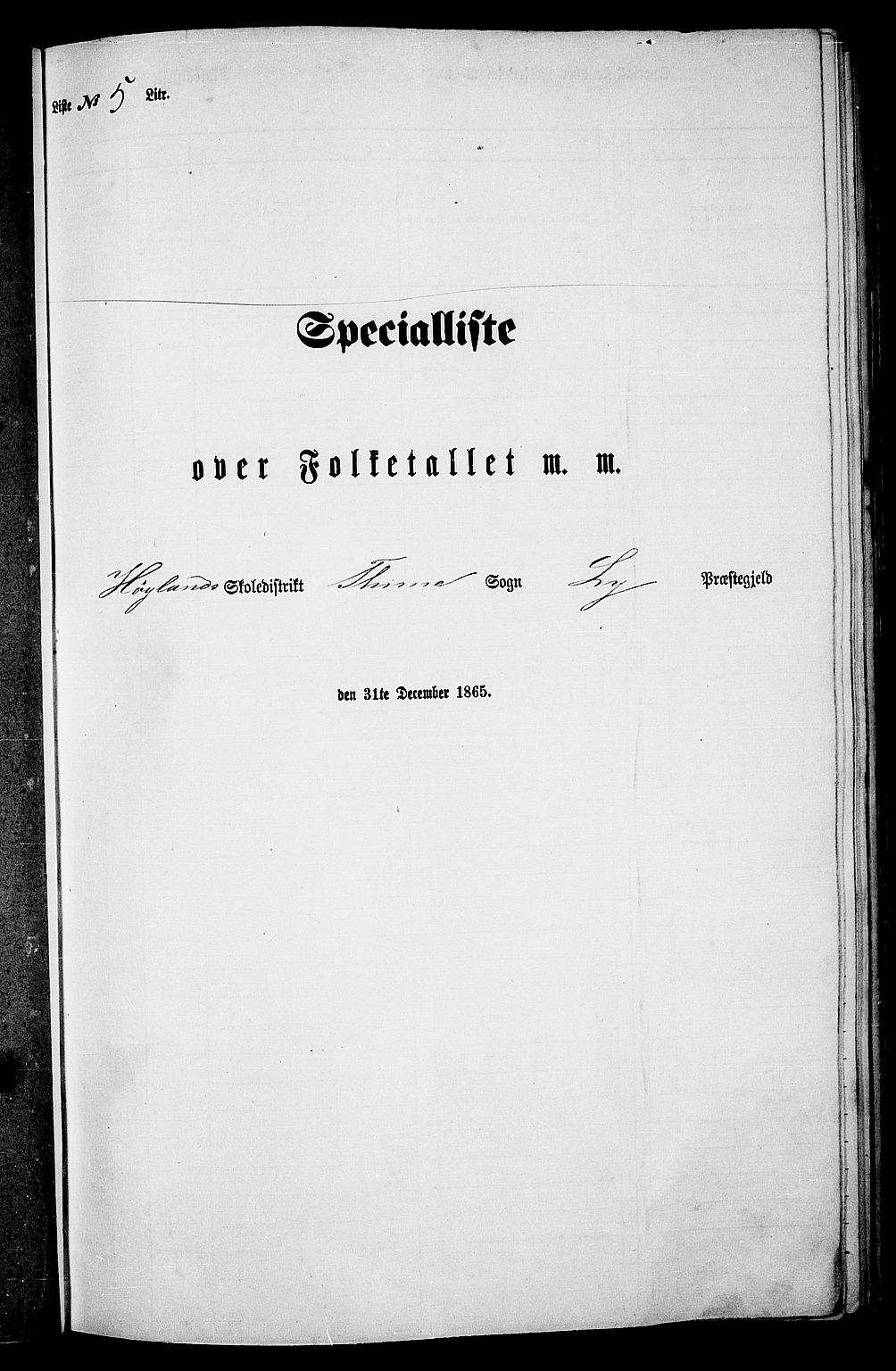 RA, Folketelling 1865 for 1121P Lye prestegjeld, 1865, s. 58