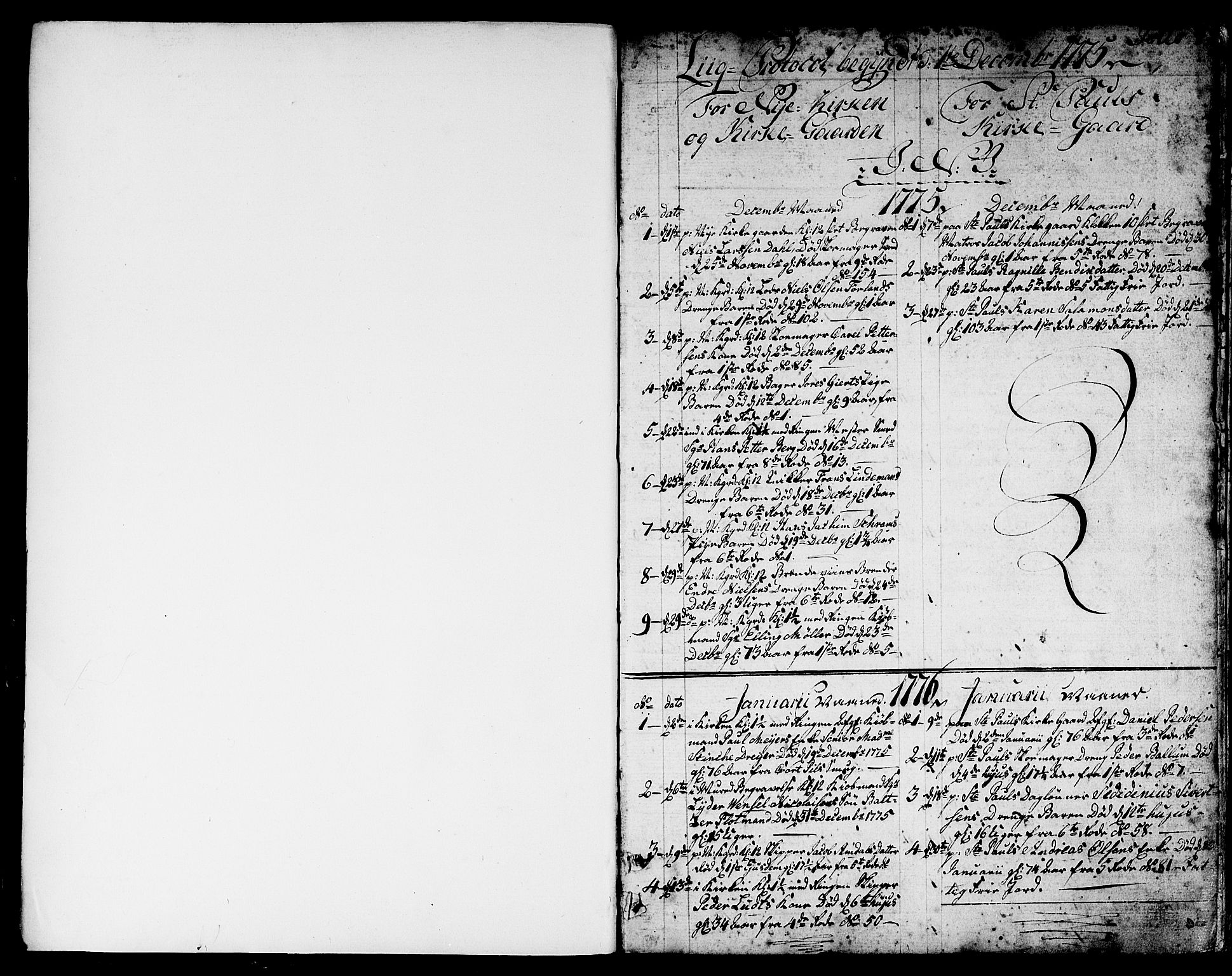 Nykirken Sokneprestembete, AV/SAB-A-77101/H/Hab/L0002: Klokkerbok nr. A 3, 1775-1820, s. 1