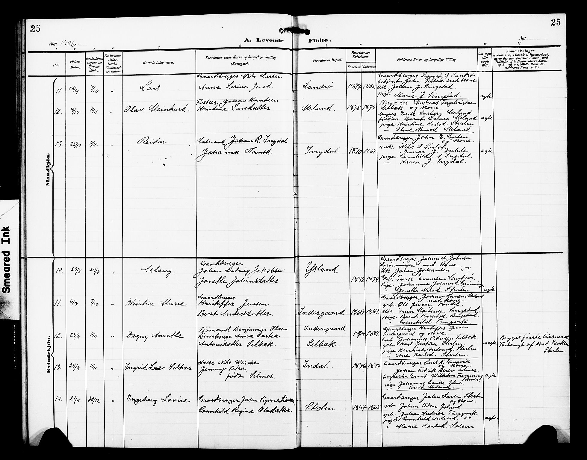 Ministerialprotokoller, klokkerbøker og fødselsregistre - Sør-Trøndelag, AV/SAT-A-1456/663/L0763: Klokkerbok nr. 663C03, 1899-1908, s. 25