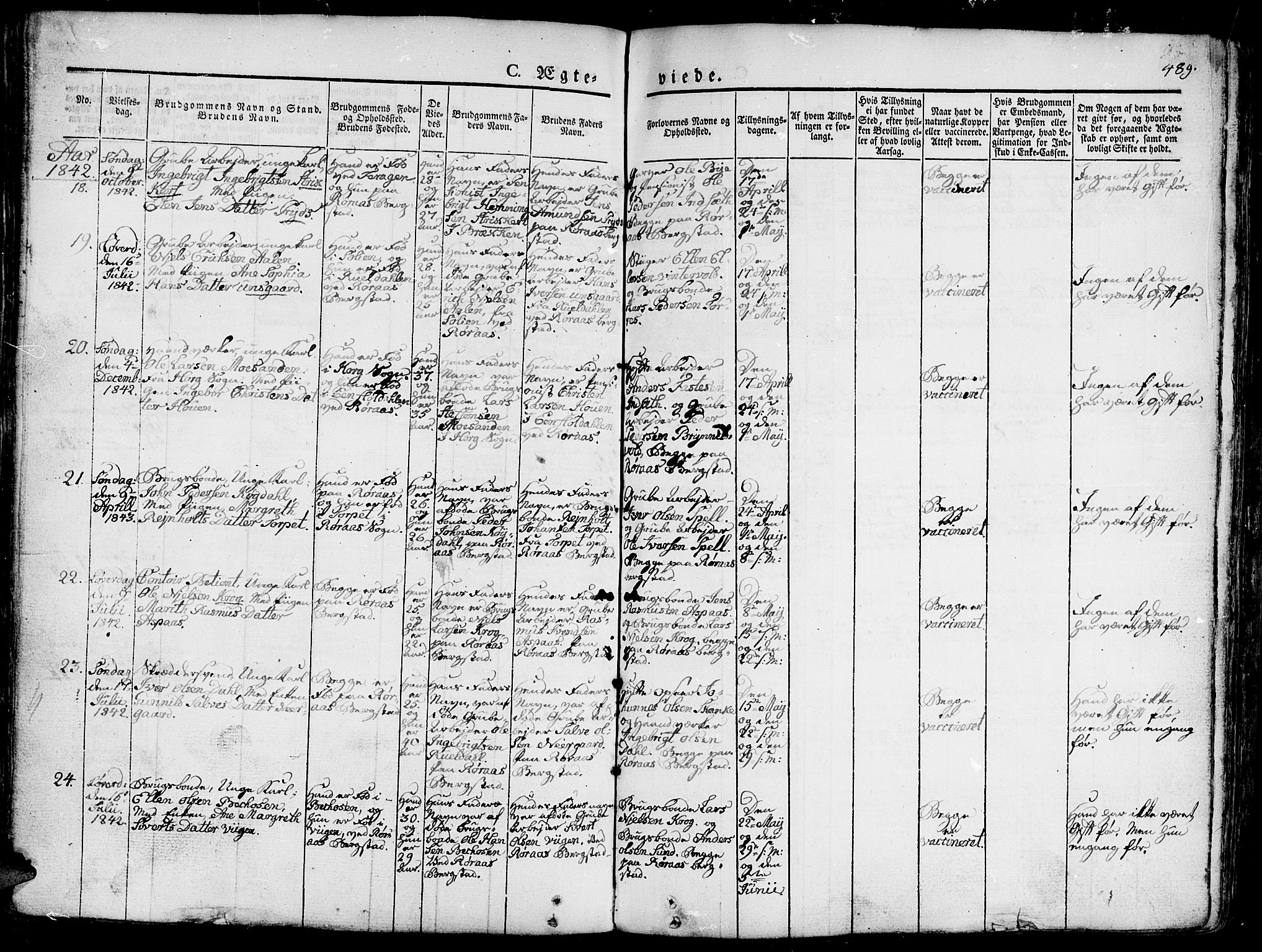 Ministerialprotokoller, klokkerbøker og fødselsregistre - Sør-Trøndelag, AV/SAT-A-1456/681/L0939: Klokkerbok nr. 681C03, 1829-1855, s. 489