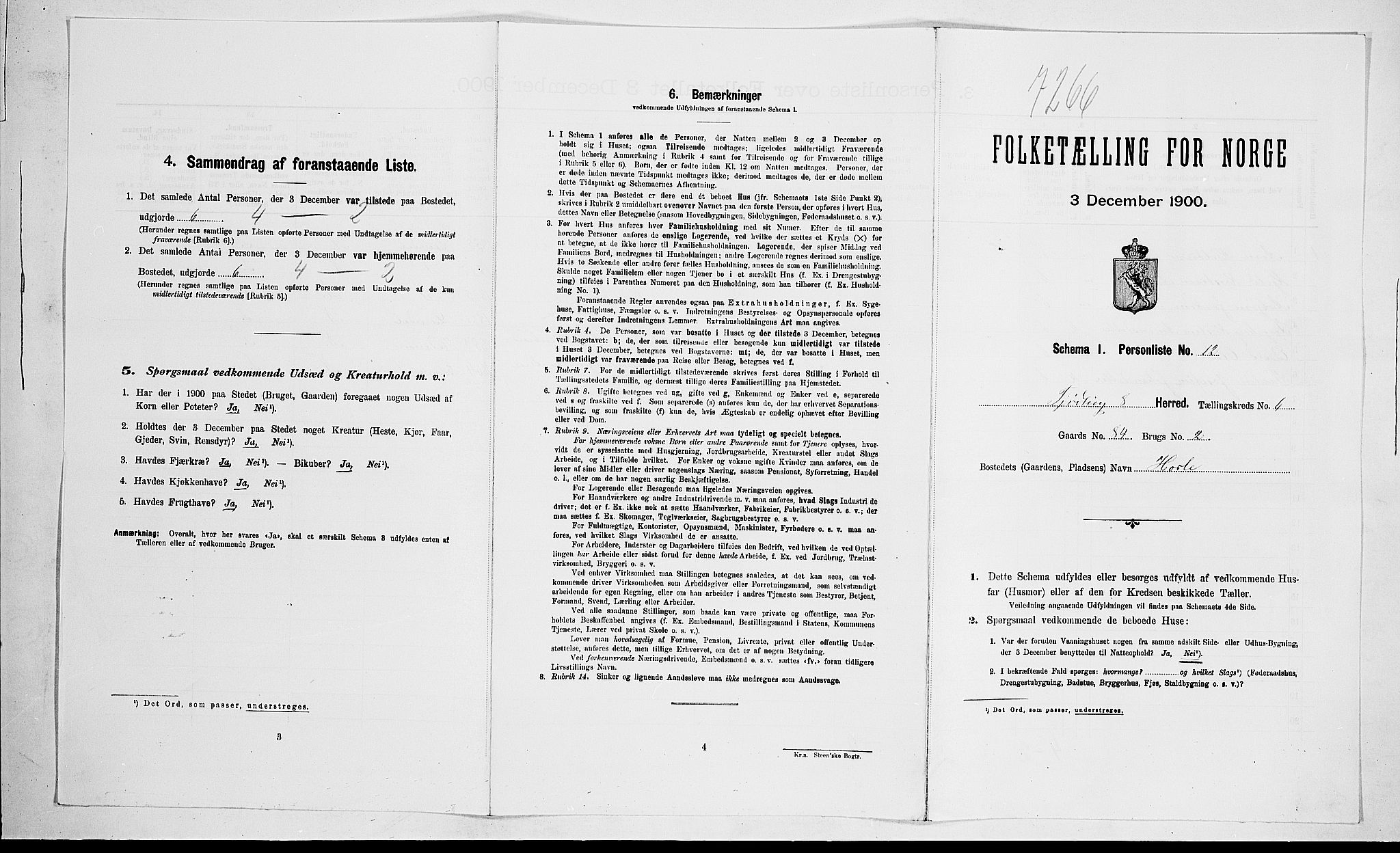 RA, Folketelling 1900 for 0725 Tjølling herred, 1900, s. 1033