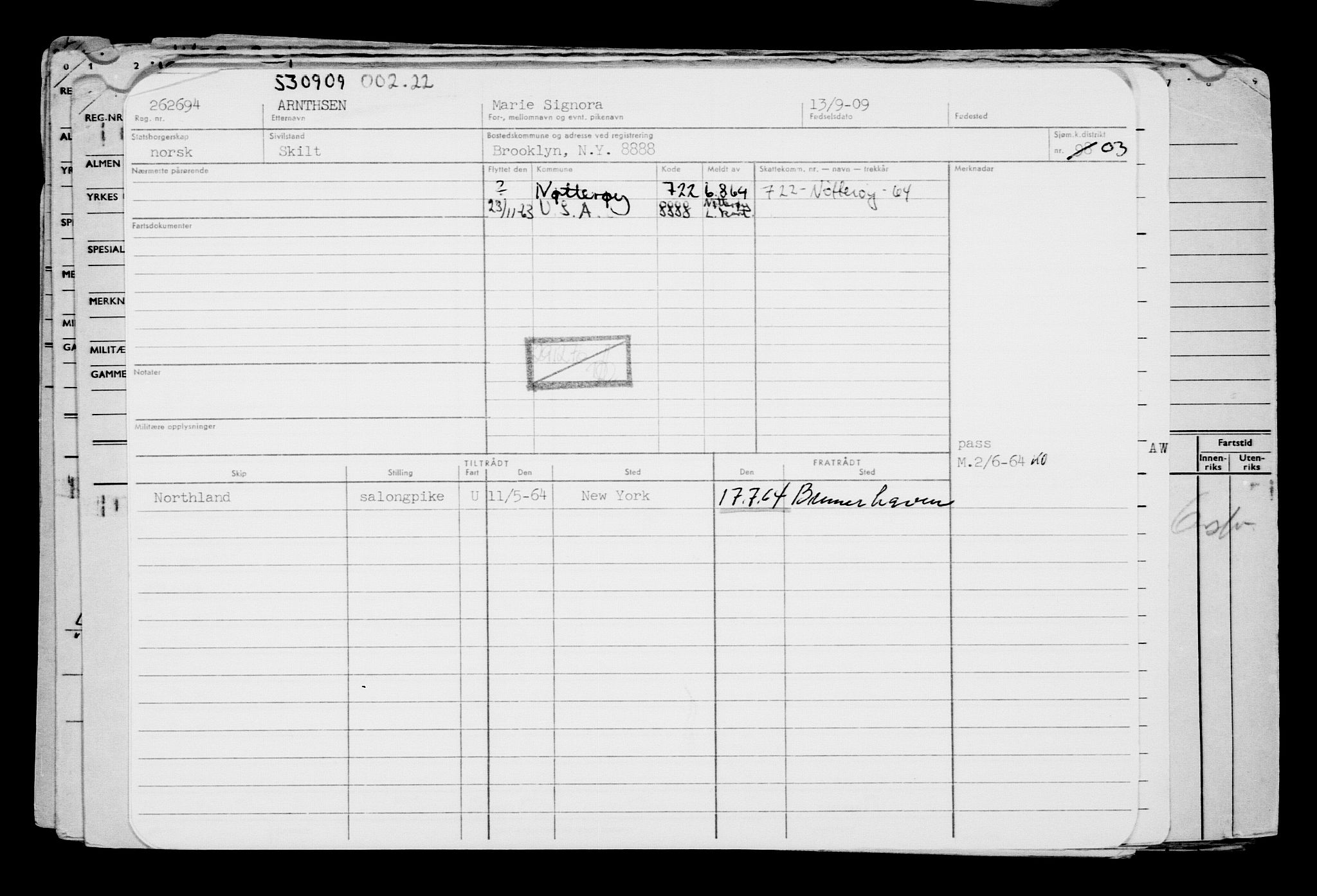 Direktoratet for sjømenn, AV/RA-S-3545/G/Gb/L0085: Hovedkort, 1909, s. 627