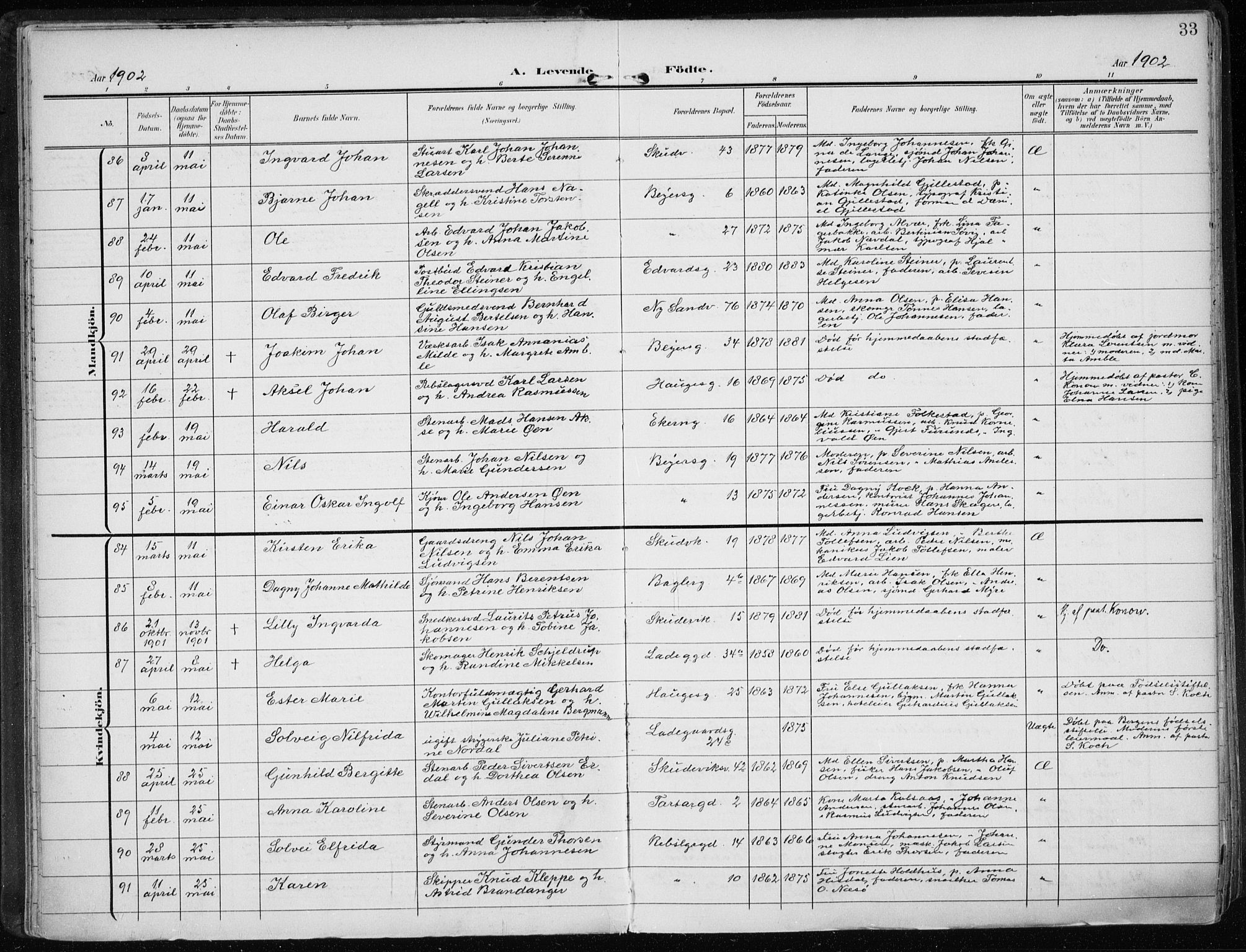 Sandviken Sokneprestembete, AV/SAB-A-77601/H/Ha/L0006: Ministerialbok nr. B 3, 1901-1912, s. 33