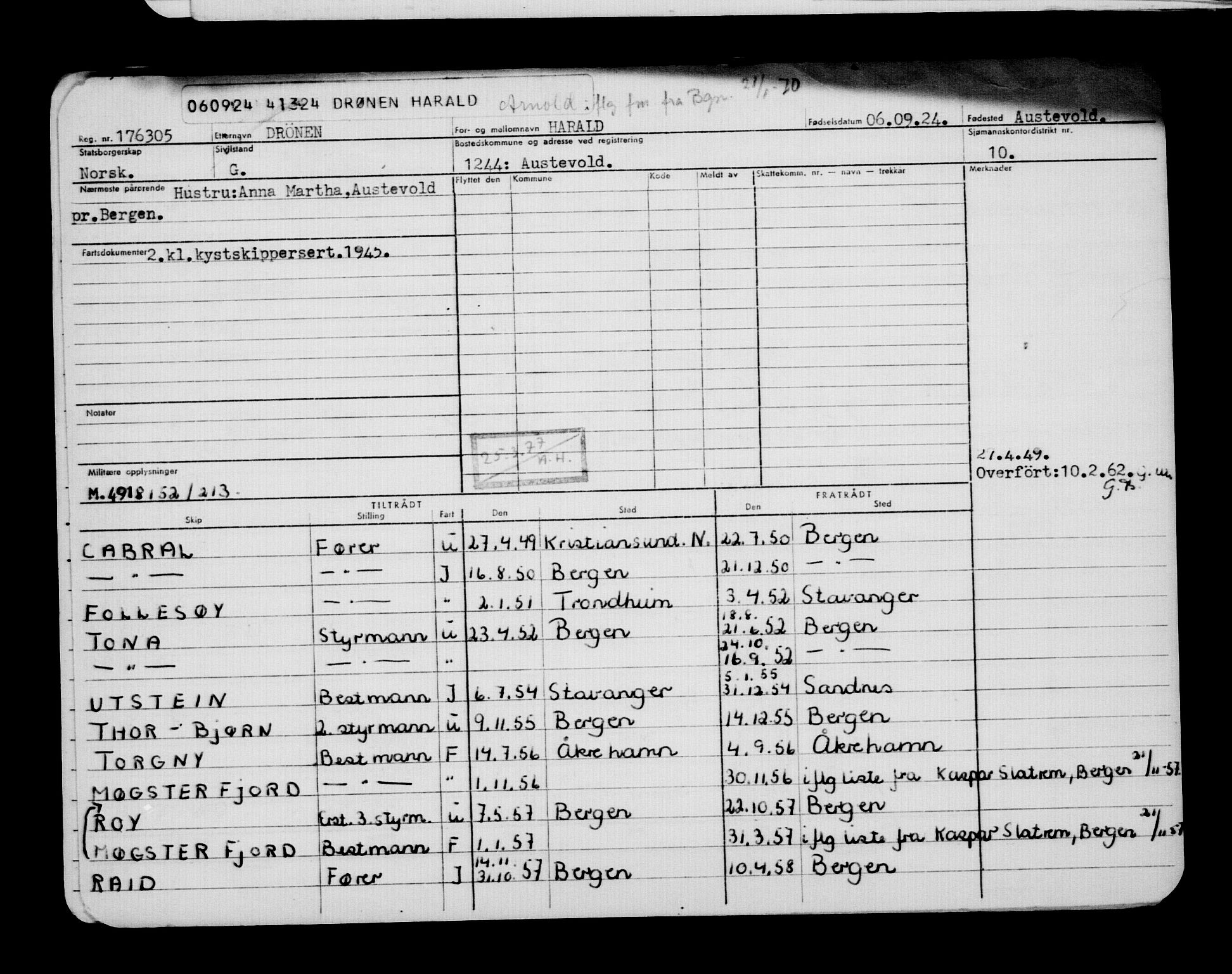 Direktoratet for sjømenn, AV/RA-S-3545/G/Gb/L0235: Hovedkort, 1924, s. 599