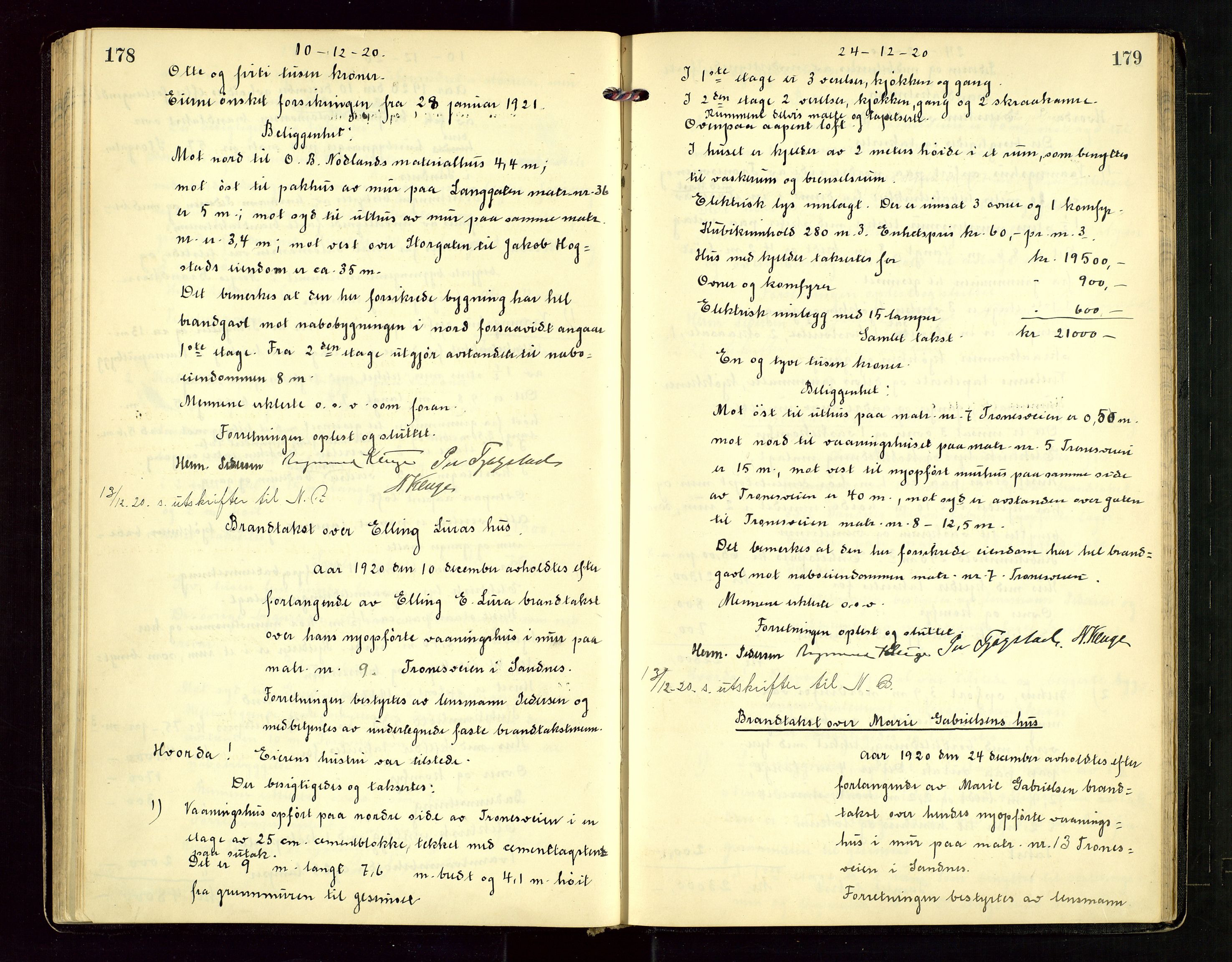 Sandnes lensmannskontor, AV/SAST-A-100167/Goa/L0002: "Brandtakstprotokol", 1919-1924, s. 178-179