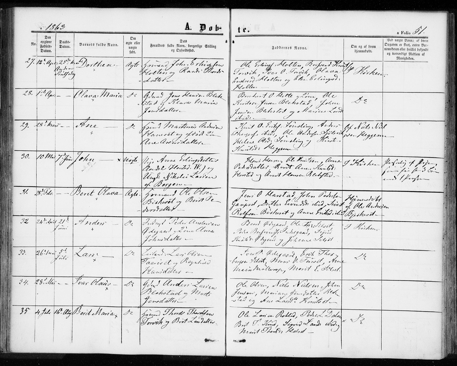 Ministerialprotokoller, klokkerbøker og fødselsregistre - Møre og Romsdal, AV/SAT-A-1454/584/L0965: Ministerialbok nr. 584A05, 1857-1868, s. 51