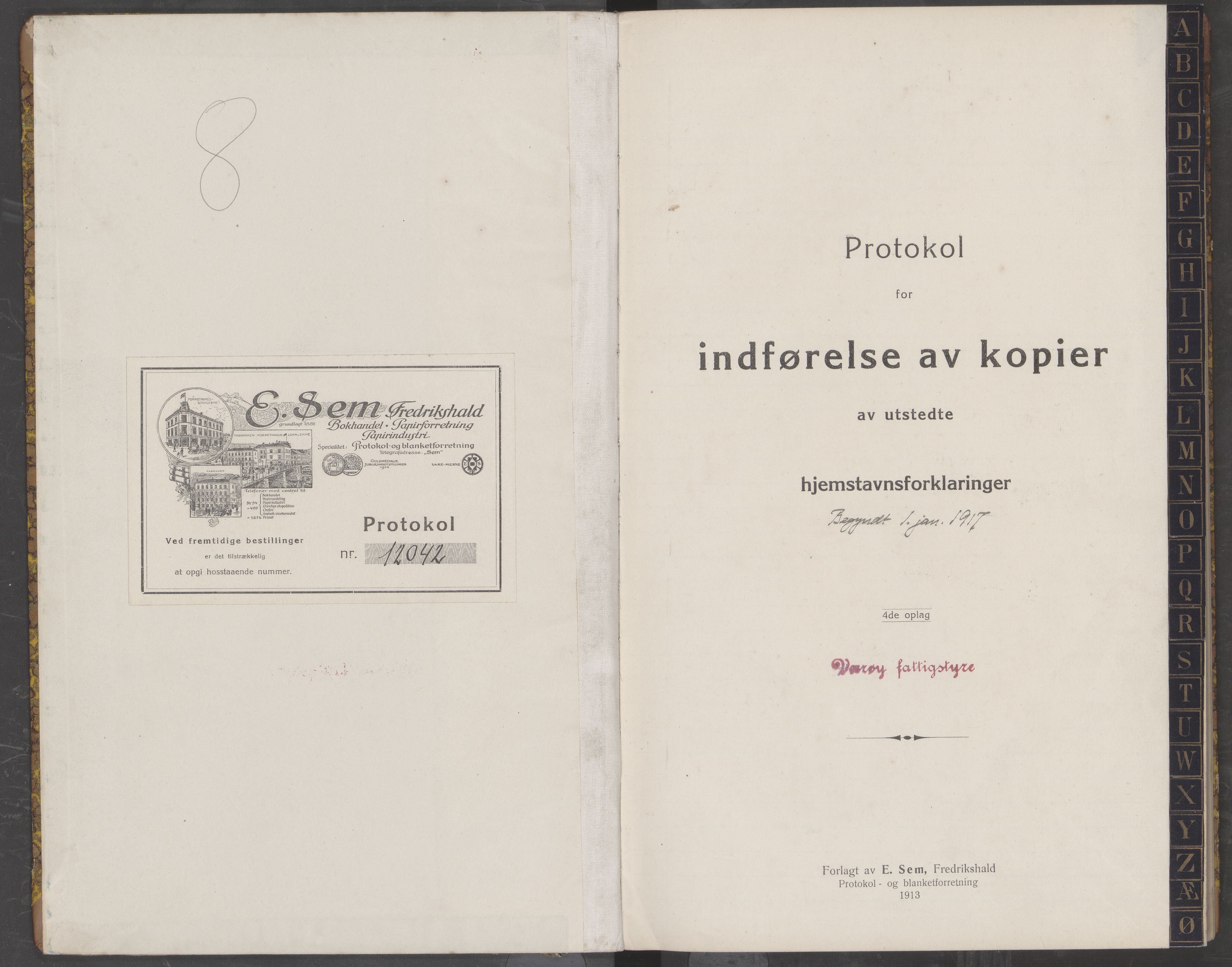 Værøy kommune. Fattigstyret, AIN/K-18570.610/412/L0001: Protokoll, 1917-1919