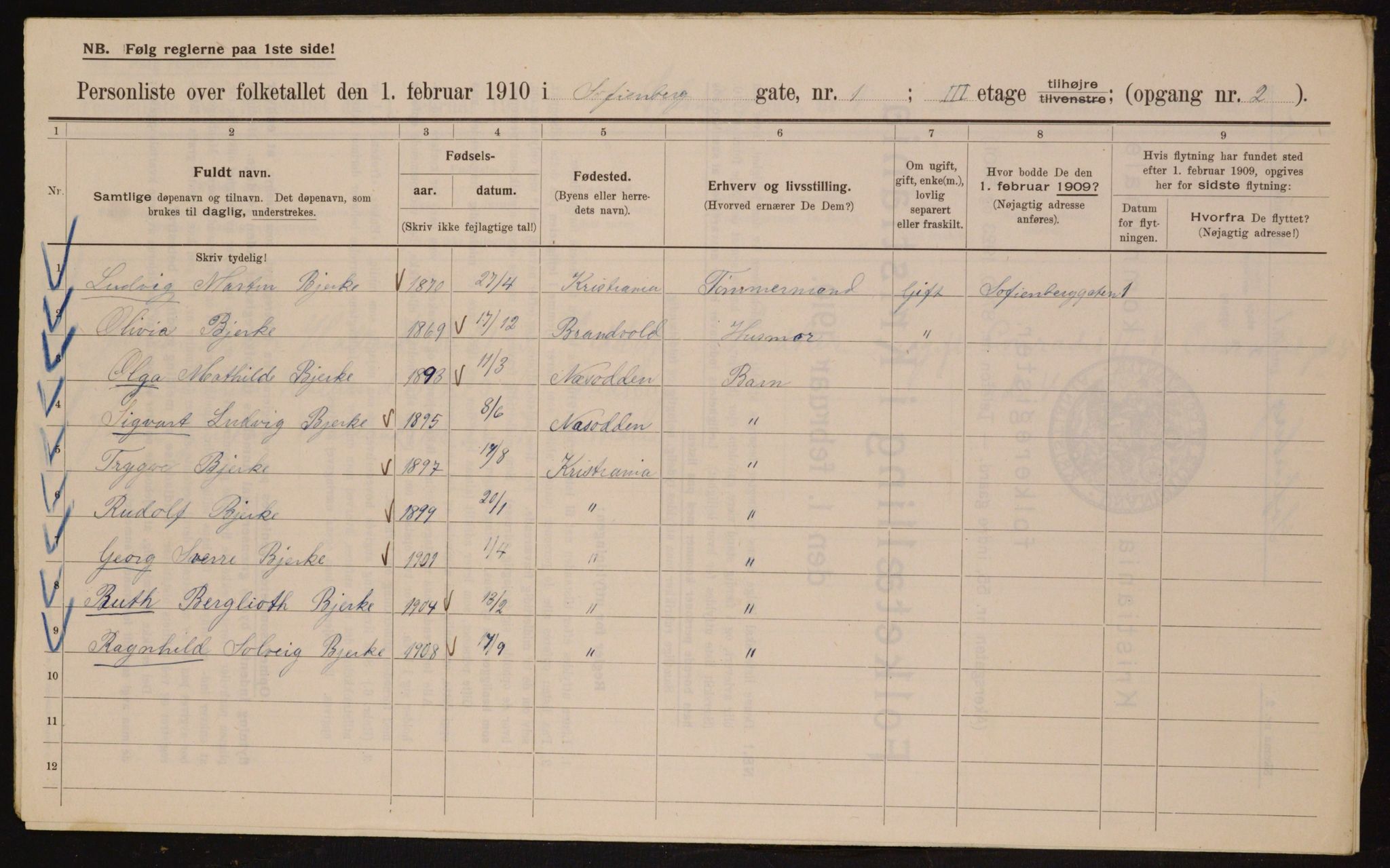 OBA, Kommunal folketelling 1.2.1910 for Kristiania, 1910, s. 93526