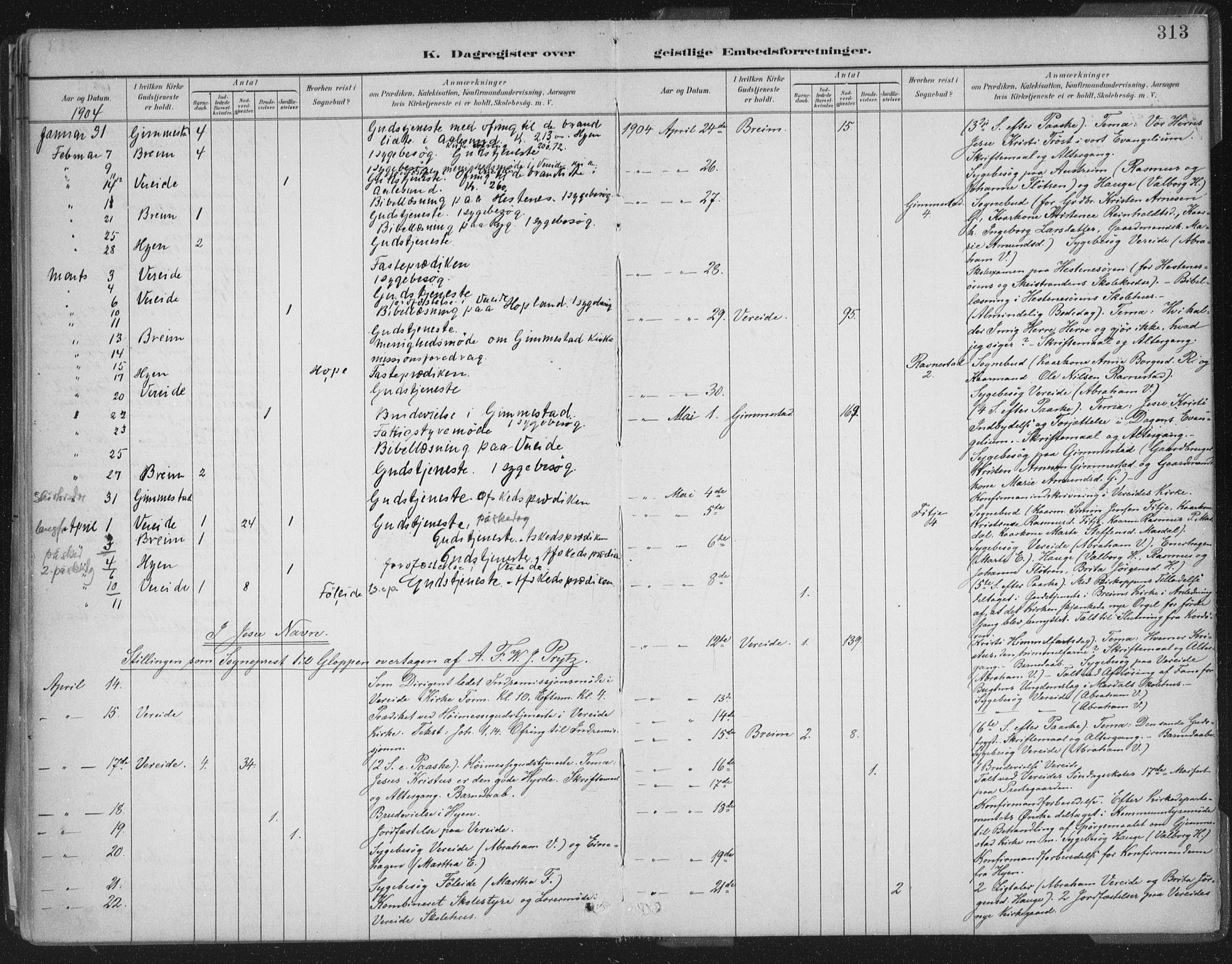 Gloppen sokneprestembete, AV/SAB-A-80101/H/Haa/Haab/L0001: Ministerialbok nr. B  1, 1885-1905, s. 313