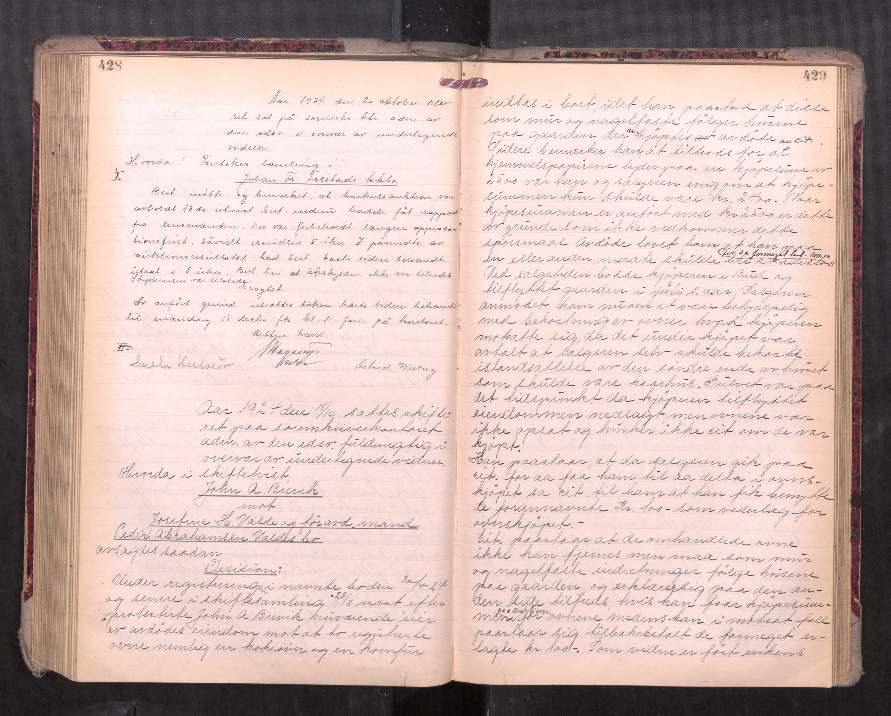 Romsdal sorenskriveri, AV/SAT-A-4149/1/3/3B/L0010: Skiftebehandlingsprotokoll, 1923-1925, s. 428-429