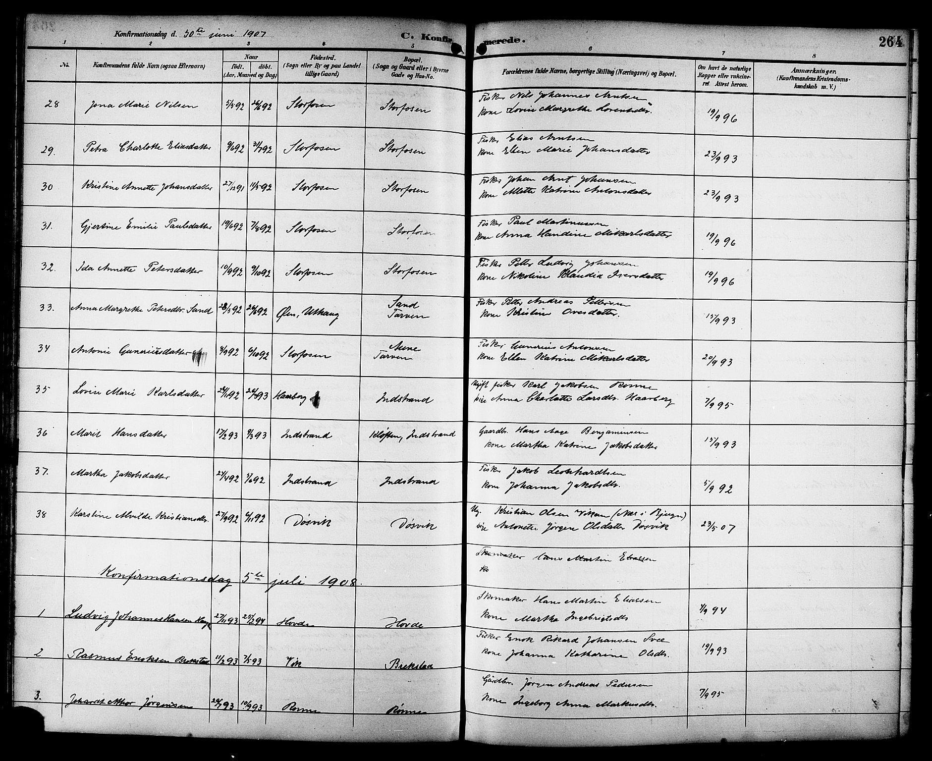 Ministerialprotokoller, klokkerbøker og fødselsregistre - Sør-Trøndelag, SAT/A-1456/659/L0746: Klokkerbok nr. 659C03, 1893-1912, s. 264