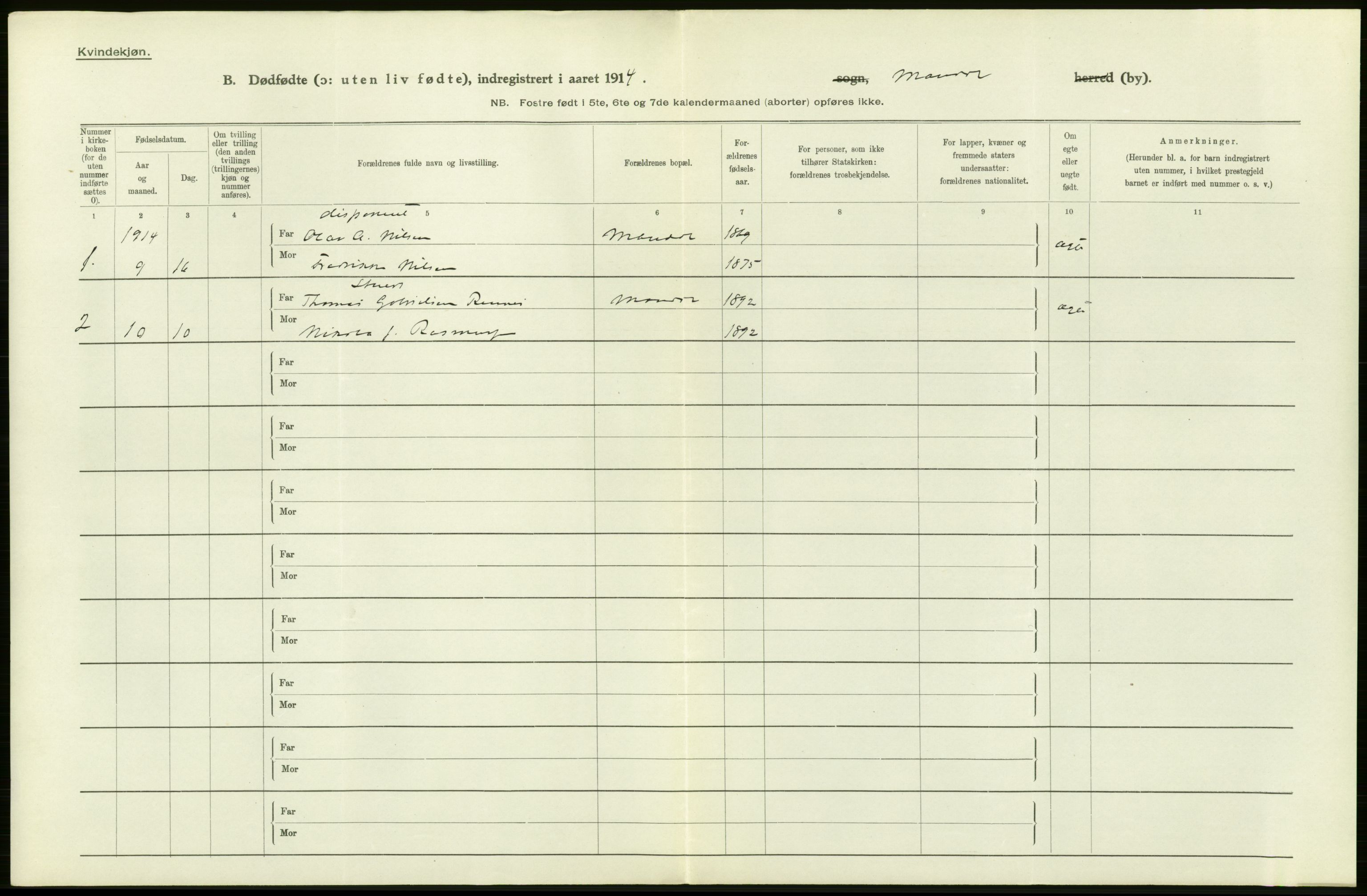 Statistisk sentralbyrå, Sosiodemografiske emner, Befolkning, AV/RA-S-2228/D/Df/Dfb/Dfbd/L0023: Lister og Mandals amt: Døde, dødfødte. Bygder og byer., 1914, s. 58