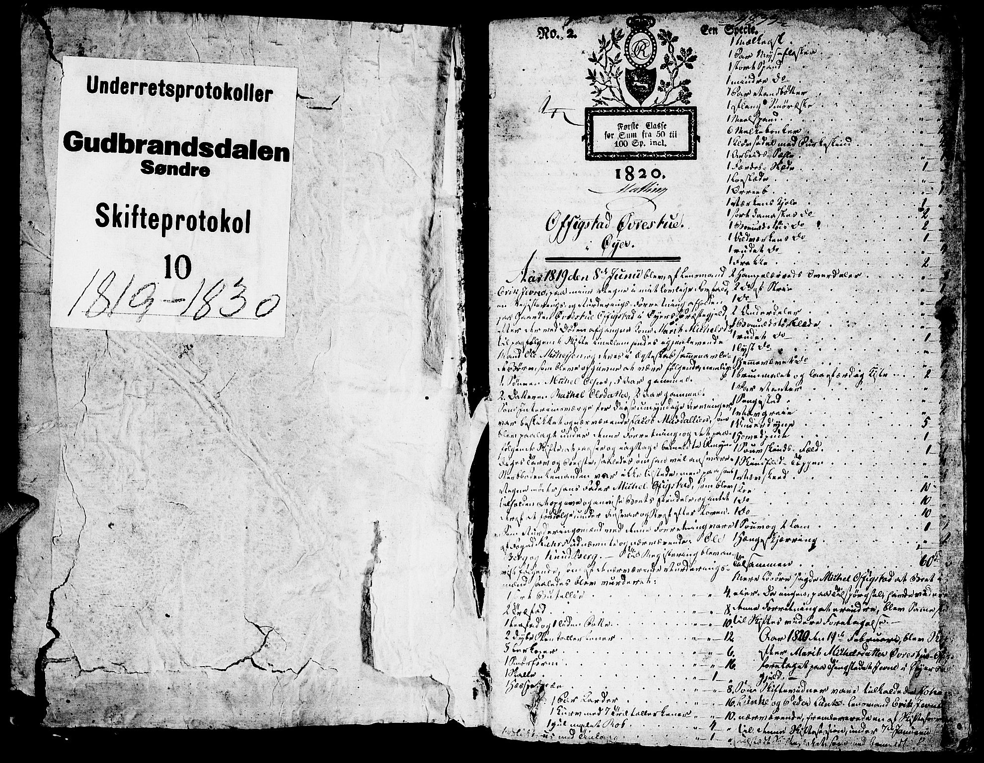 Sør-Gudbrandsdal tingrett, AV/SAH-TING-004/J/Ja/Jaa/L0010A: Skifteprotokoll, 1820-1831, s. 0b-1a