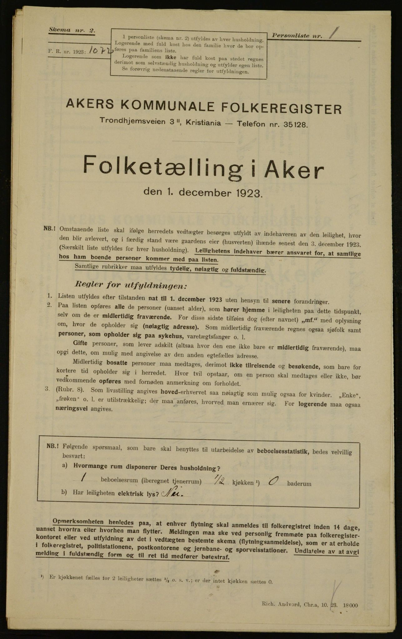 , Kommunal folketelling 1.12.1923 for Aker, 1923, s. 14552