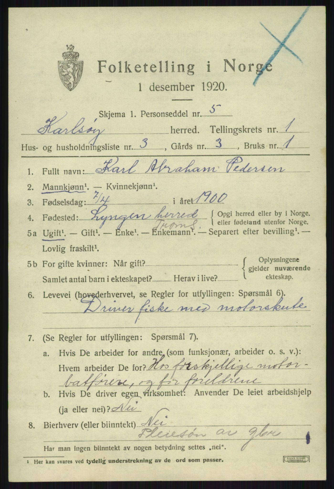 SATØ, Folketelling 1920 for 1936 Karlsøy herred, 1920, s. 774