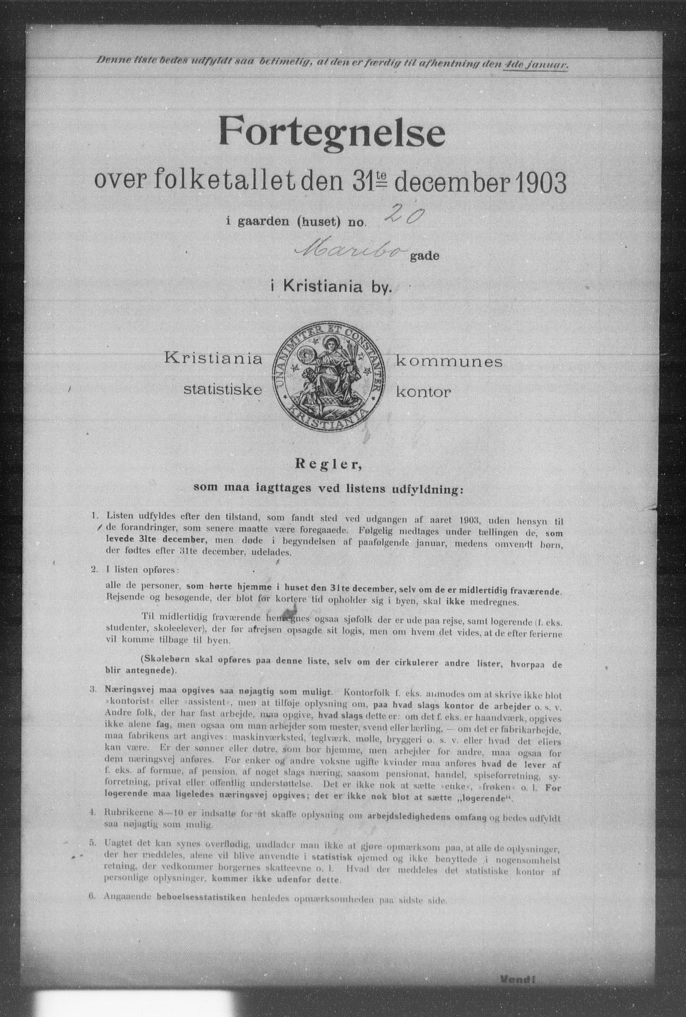 OBA, Kommunal folketelling 31.12.1903 for Kristiania kjøpstad, 1903, s. 11899