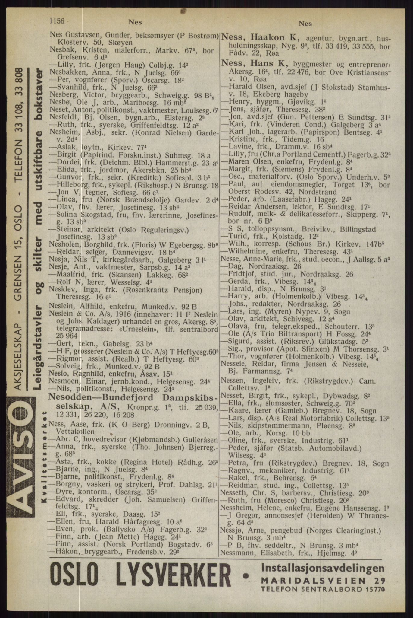 Kristiania/Oslo adressebok, PUBL/-, 1944, s. 1156