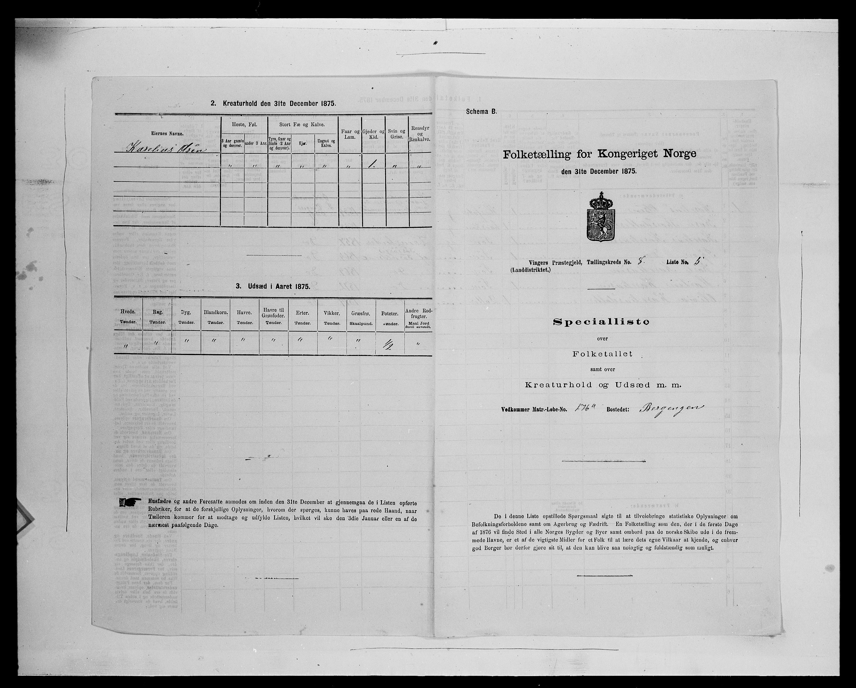 SAH, Folketelling 1875 for 0421L Vinger prestegjeld, Vinger sokn og Austmarka sokn, 1875, s. 1248