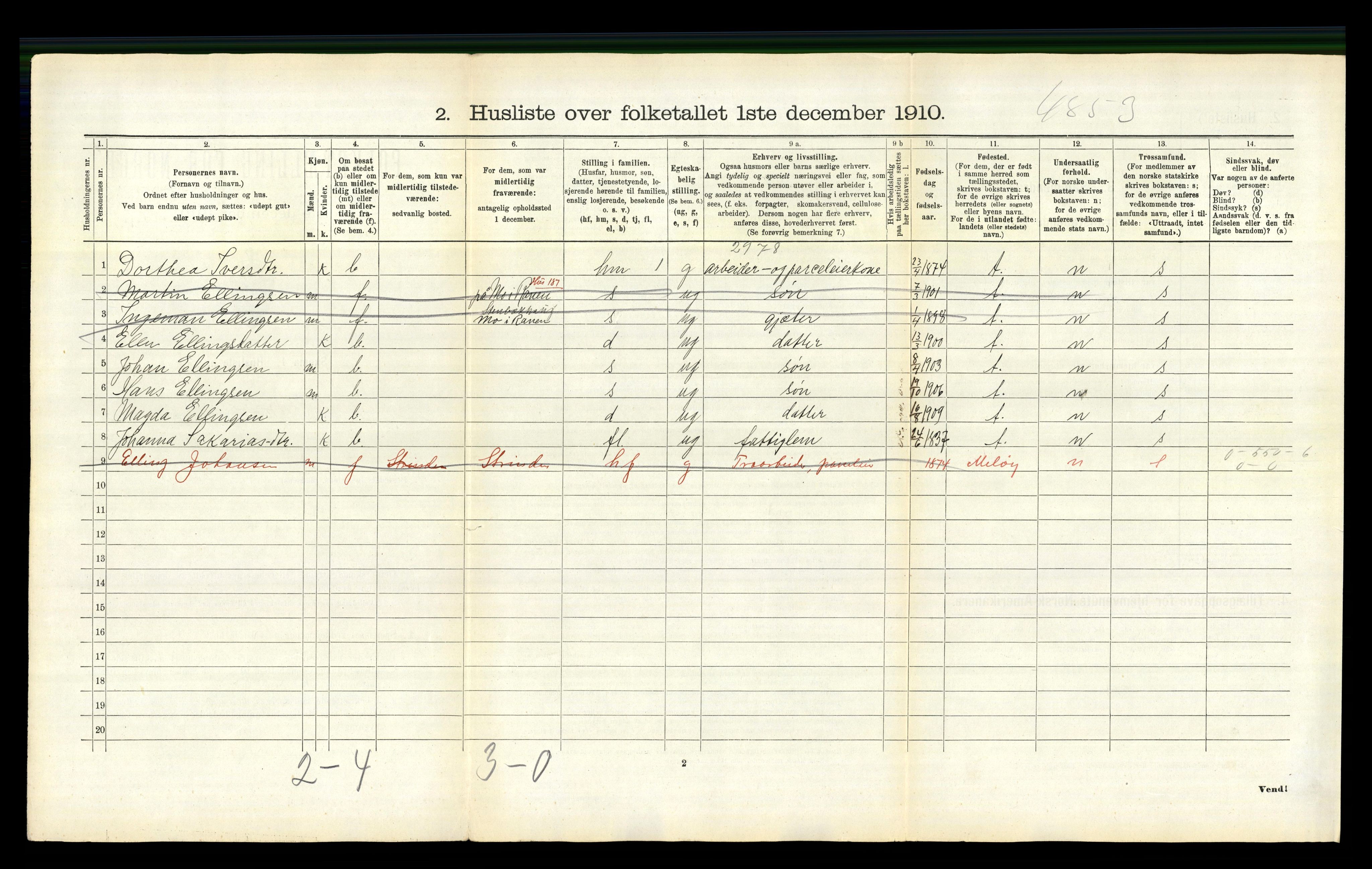 RA, Folketelling 1910 for 1833 Mo herred, 1910, s. 632