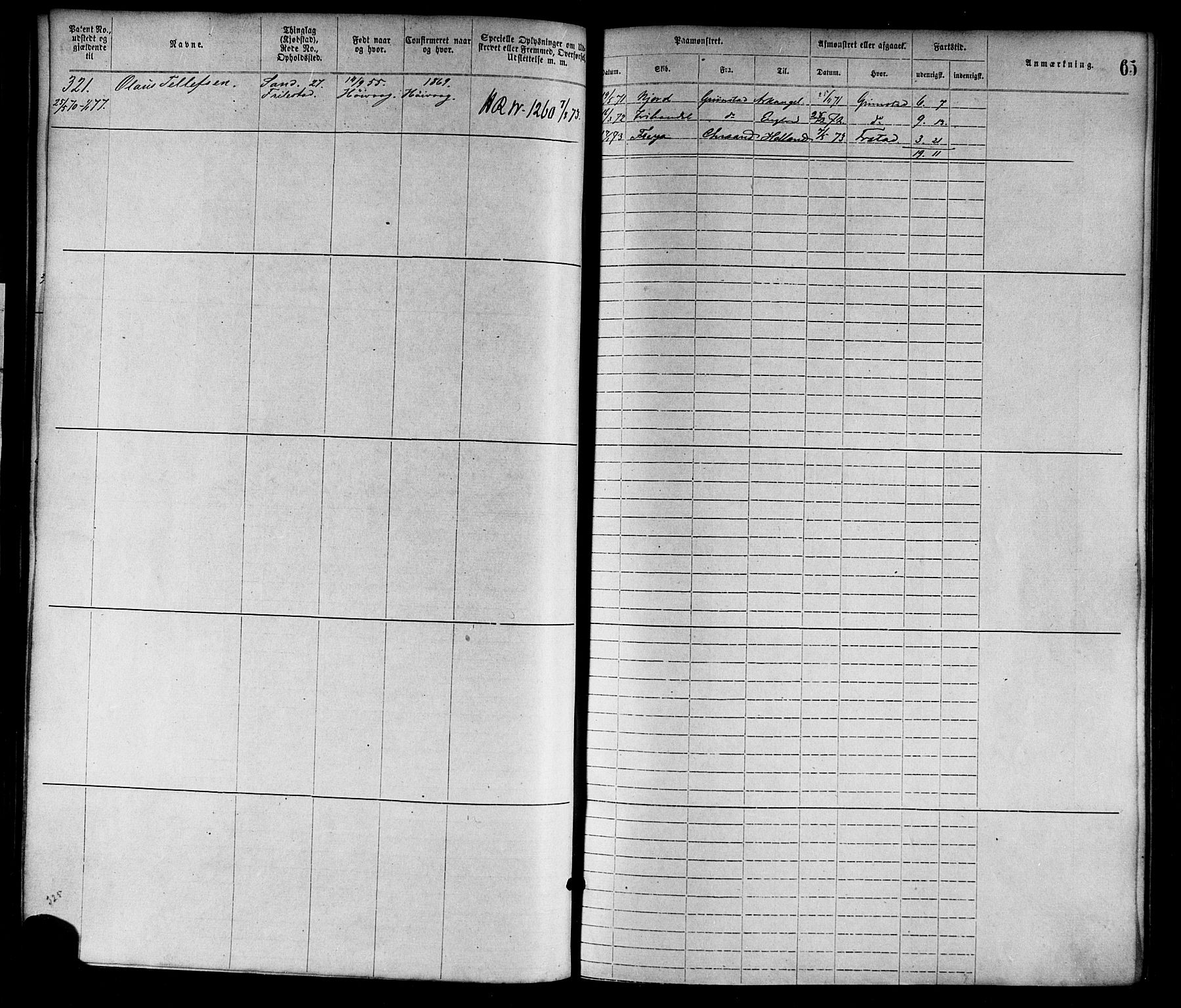 Lillesand mønstringskrets, SAK/2031-0014/F/Fa/L0004: Annotasjonsrulle nr 1-1920 med register, G-1, 1869-1891, s. 88