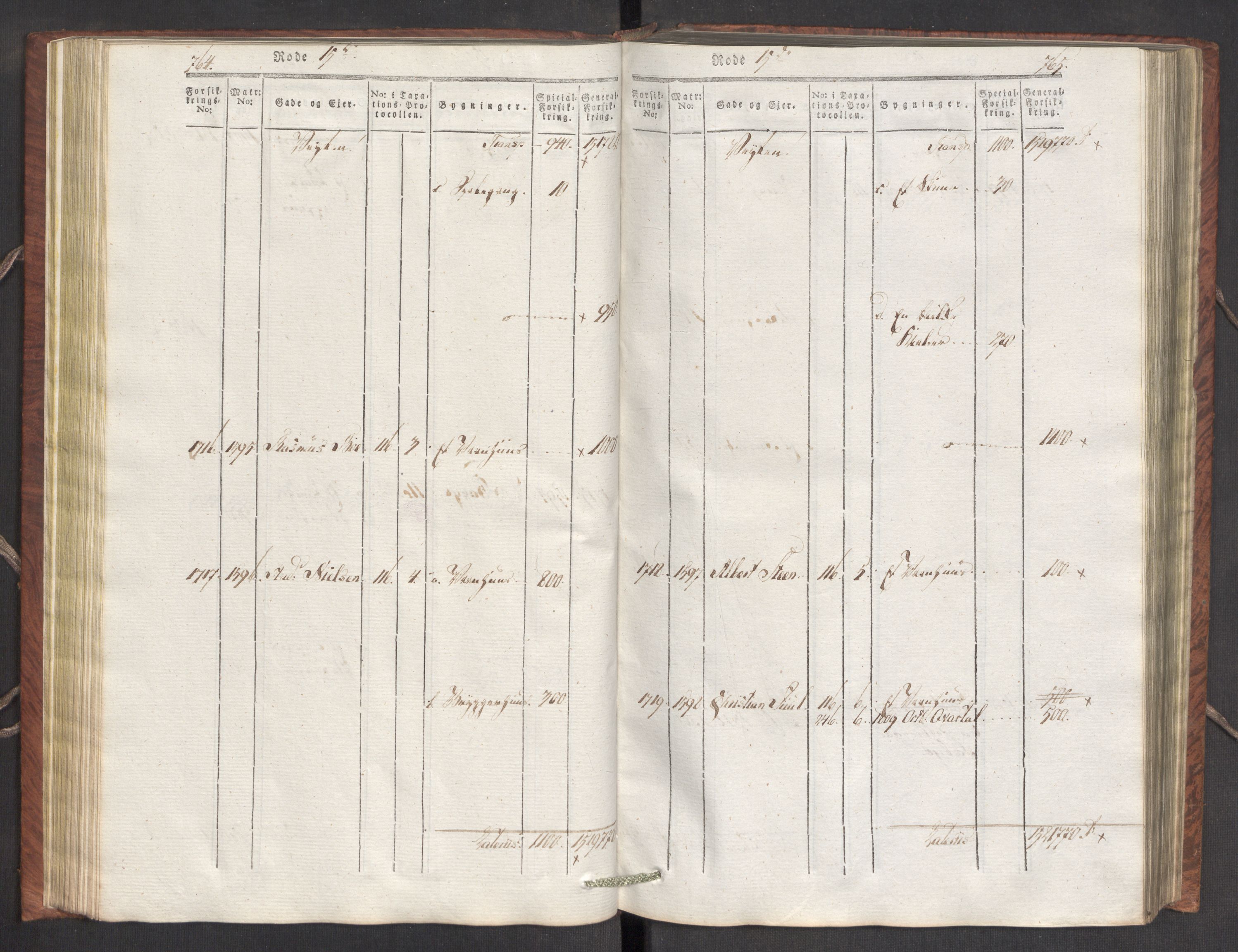 Kommersekollegiet, Brannforsikringskontoret 1767-1814, AV/RA-EA-5458/F/Fa/L0007/0002: Bergen / Branntakstprotokoll, 1807-1817, s. 764-765