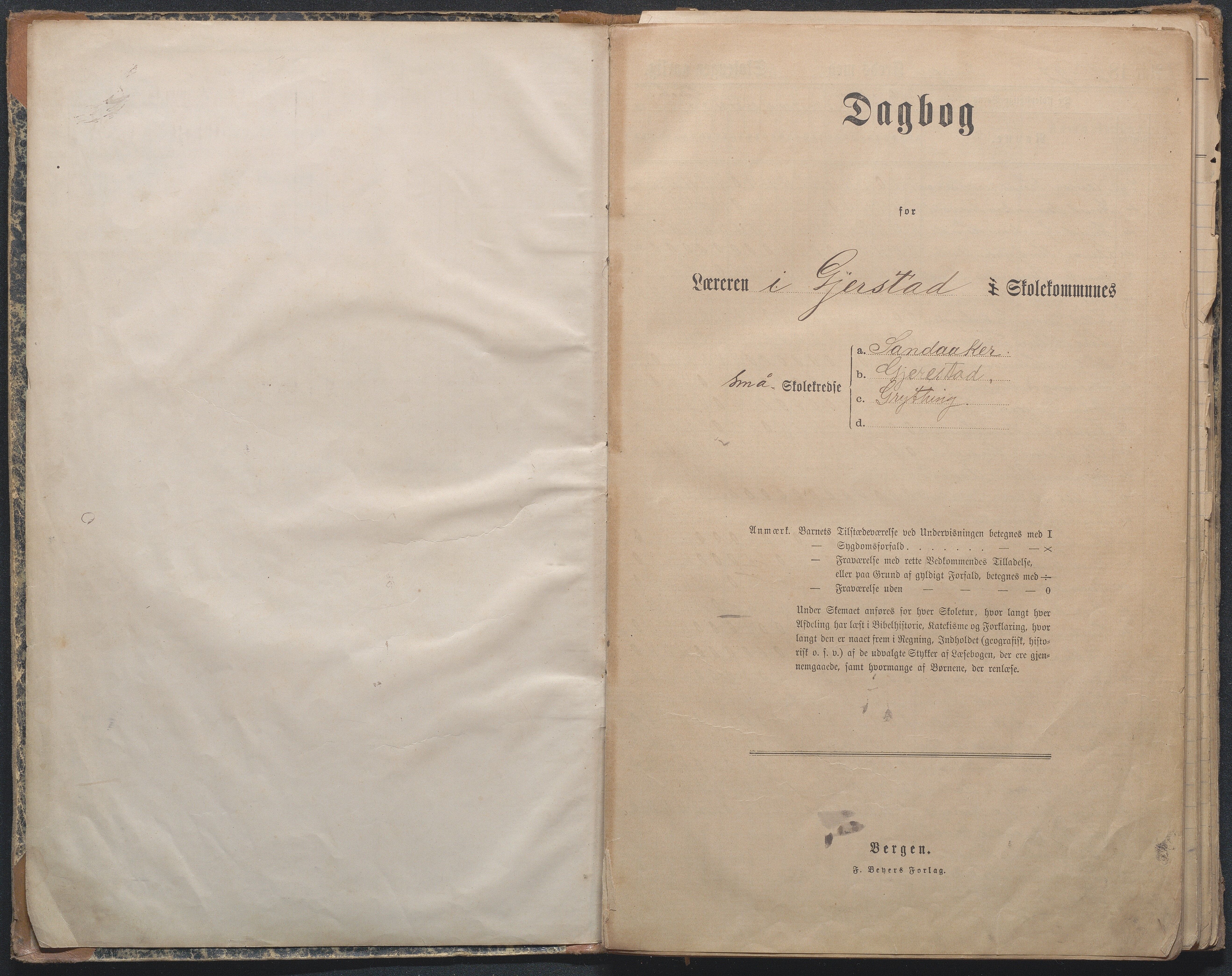 Gjerstad Kommune, Sandåker Skole, AAKS/KA0911-550d/F01/L0003: Dagbok Sandåker-Gjerstad-Gryting småskole, 1891-1903