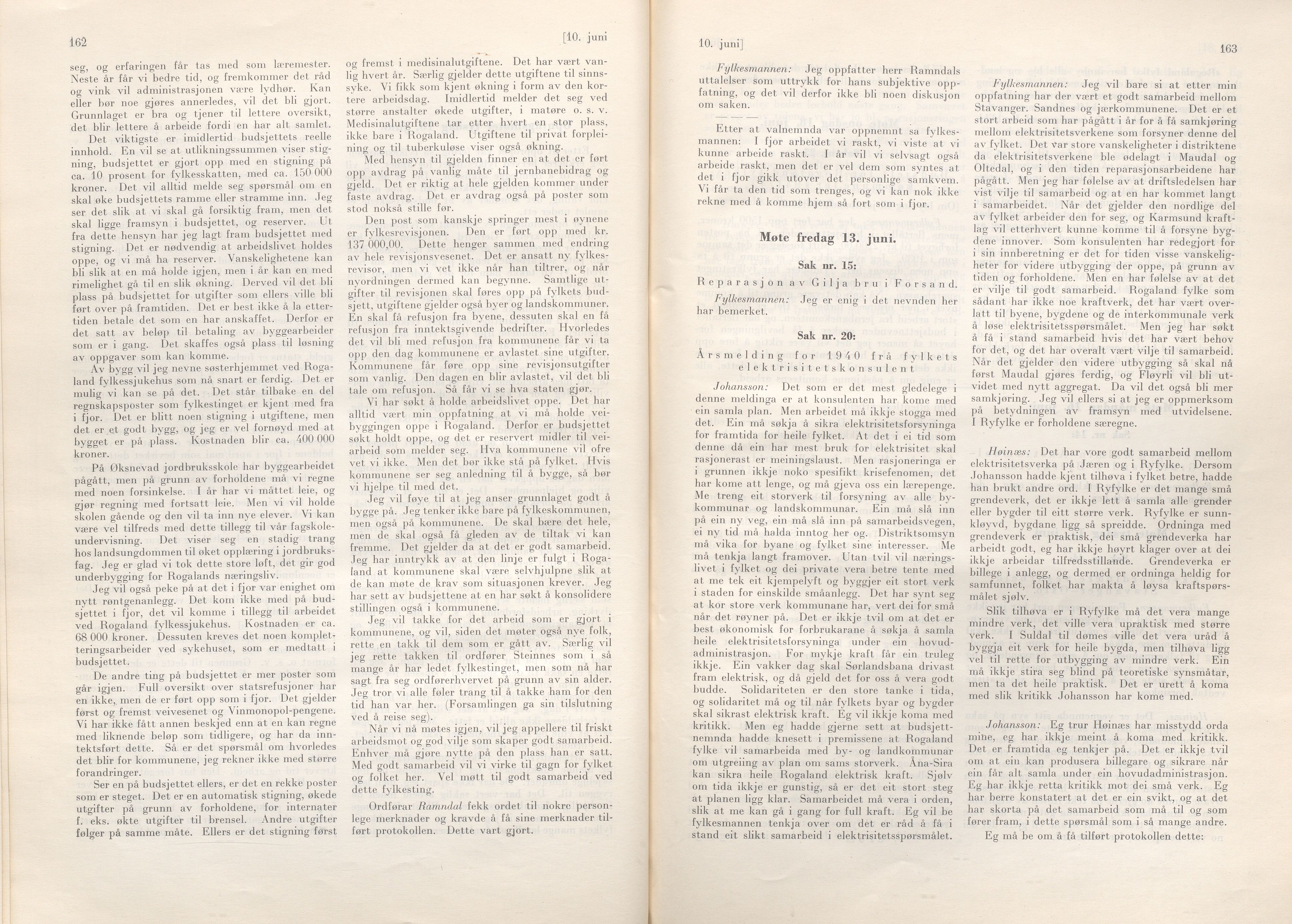 Rogaland fylkeskommune - Fylkesrådmannen , IKAR/A-900/A/Aa/Aaa/L0060: Møtebok , 1941, s. 162-163