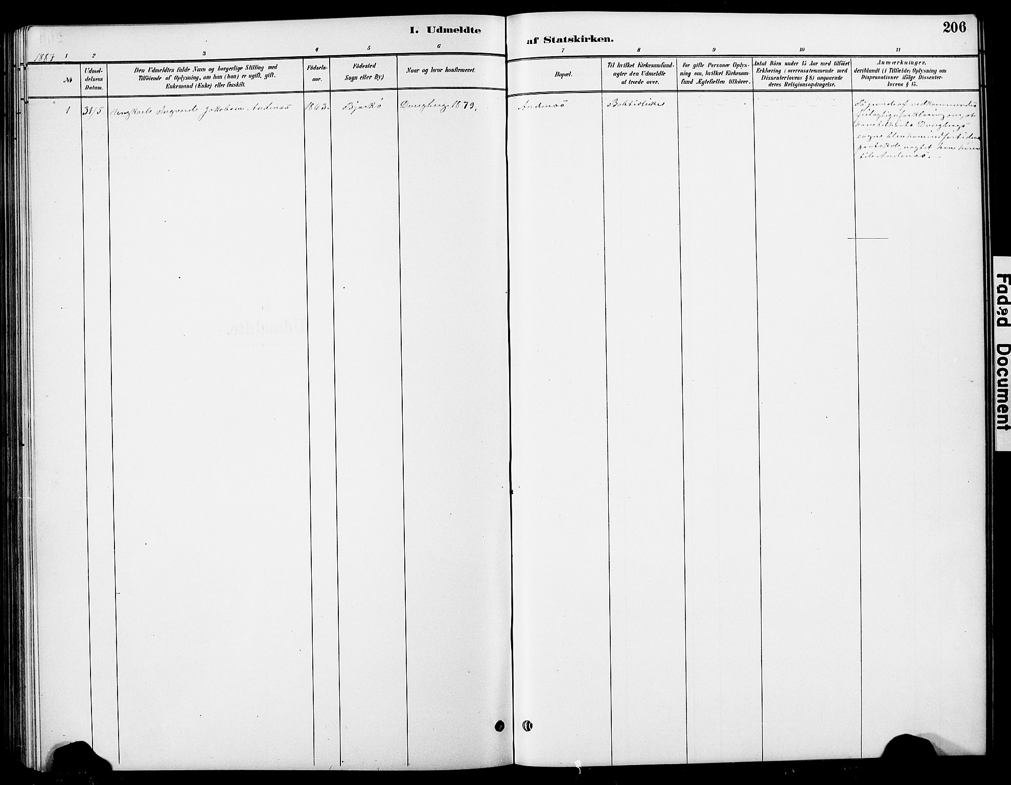 Ministerialprotokoller, klokkerbøker og fødselsregistre - Nordland, AV/SAT-A-1459/897/L1413: Klokkerbok nr. 897C03, 1887-1903, s. 206